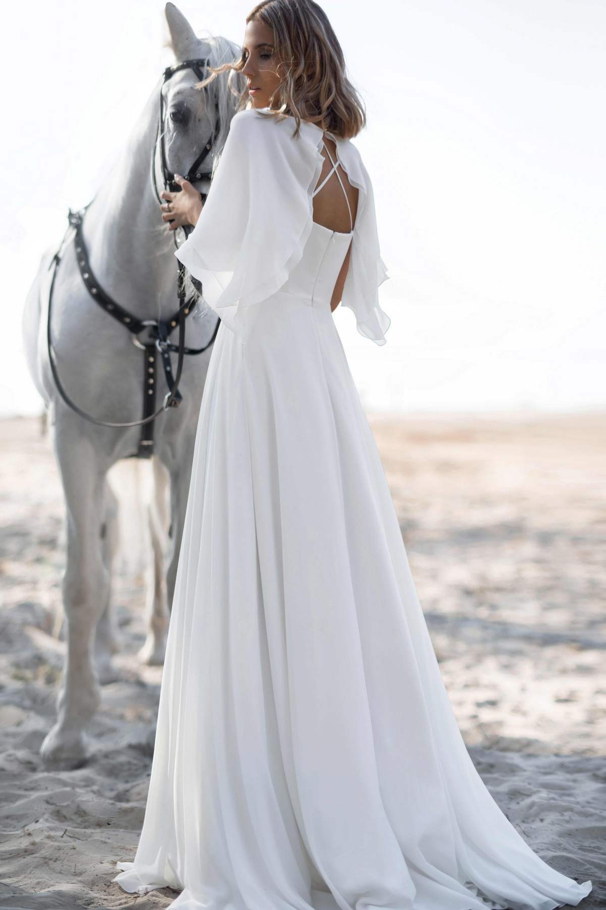 short wedding dress chiffon Eva Fashion 3481 Short Simple A Line Knee Length Wedding Dress
