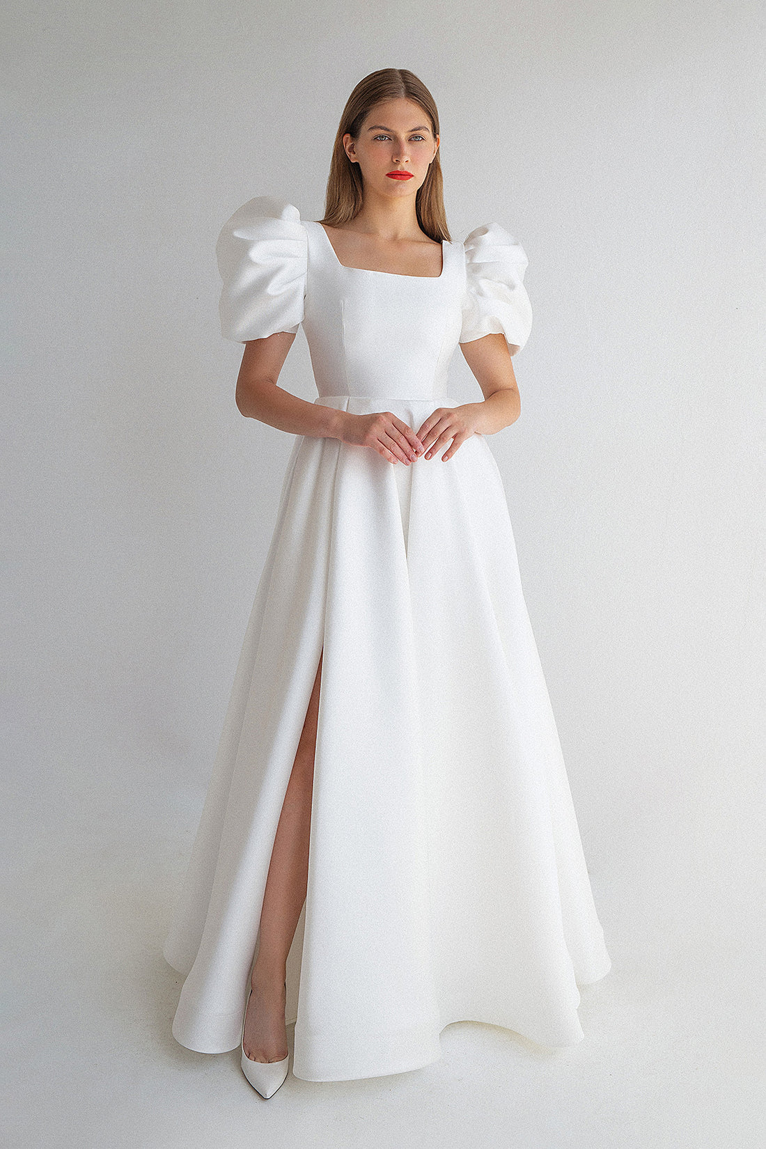 A-line Wedding Dress With Puff Sleeve Zefira