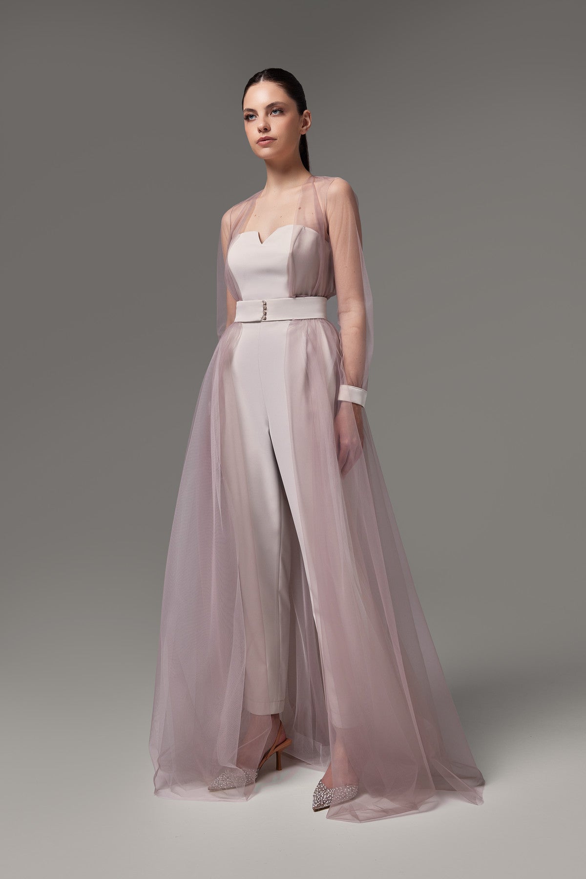 A-Line Evening Gown Elegant Overskirt Jumpsuit Dress Donna 6 US (38 EU) / Ash gray A-Line Evening Gown Elegant Overskirt Jumpsuit Dress Donna 6 US (38 EU) / Ash gray
