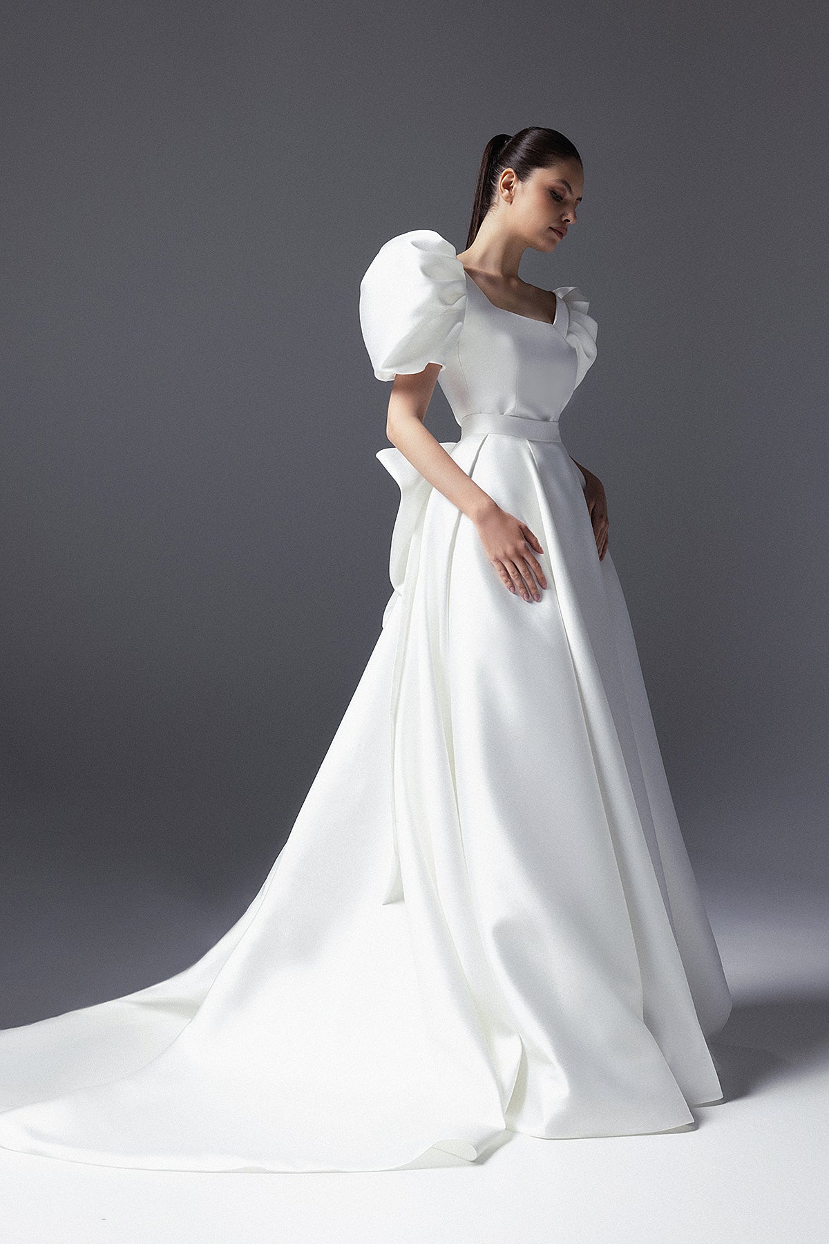 Convertible Mikado Wedding Dress With Detachable Skirt Zefira