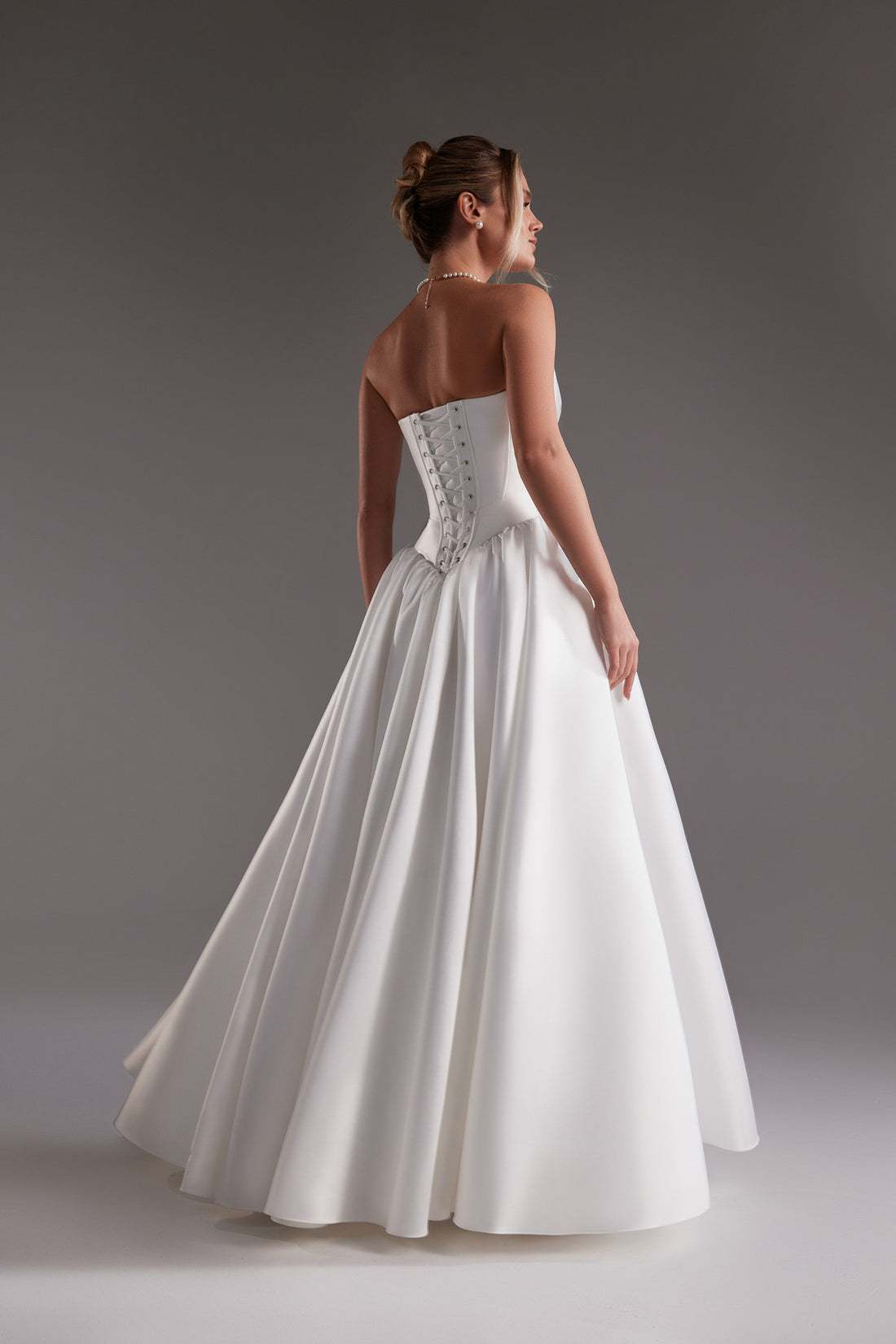 Drop Waist Strapless Mikado Princess Wedding Dress Faith