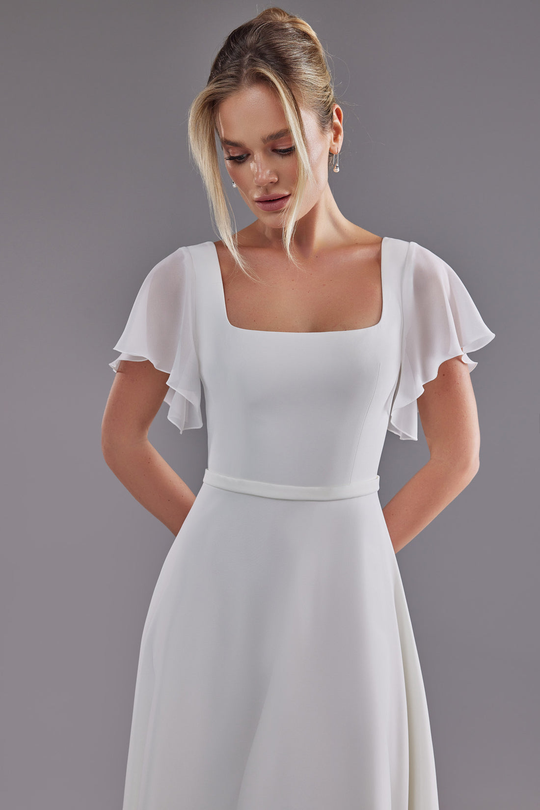 Modest Wedding Dress With Flutter Sleeves Edda