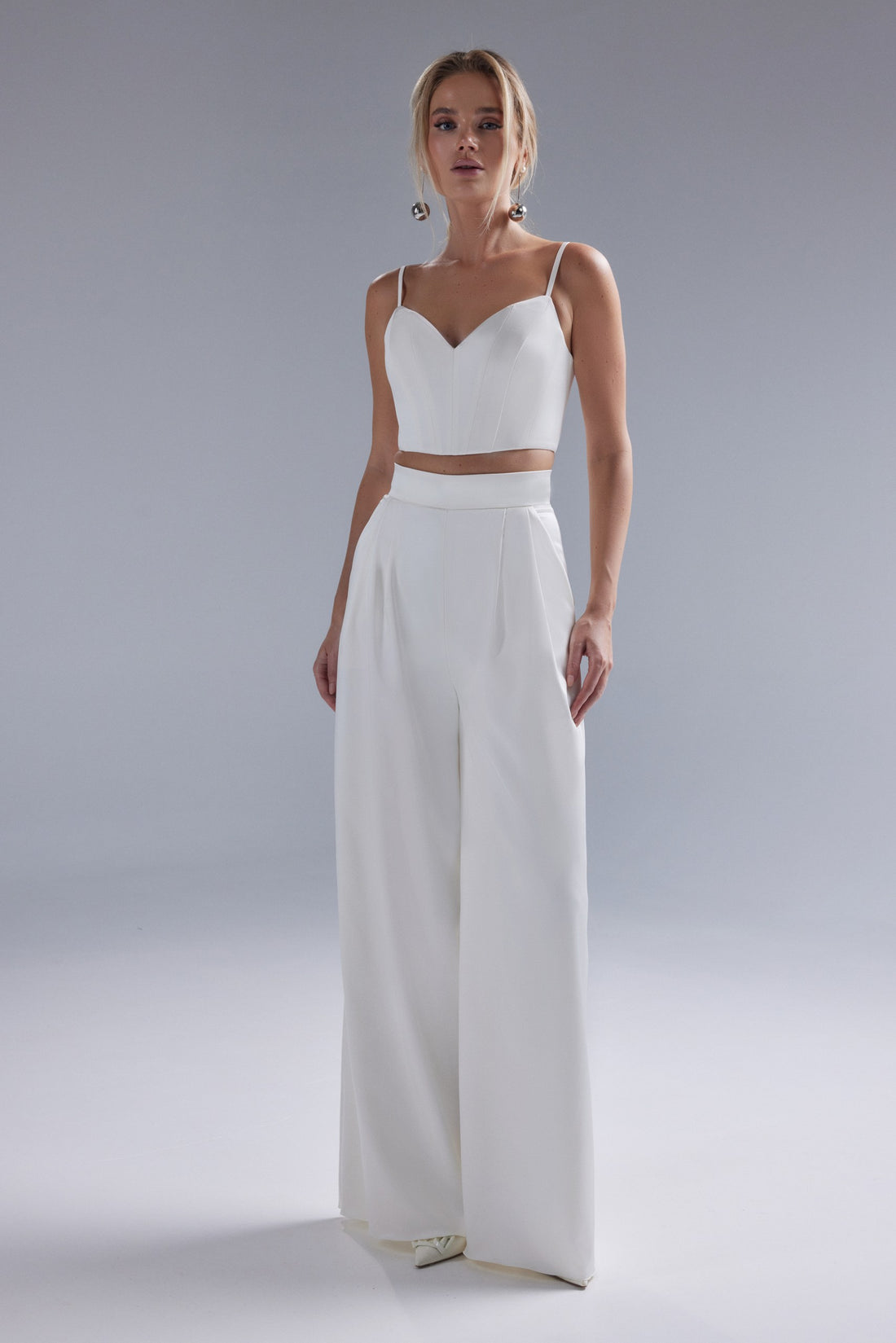 Bridal Satin Palazzo Pants With Pockets Andrea