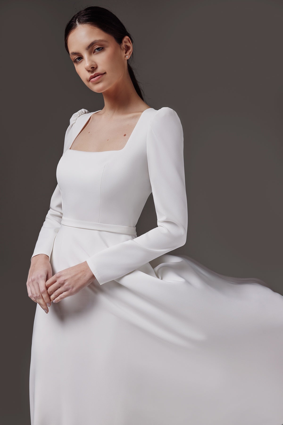 Modest Wedding Dress With Long Sleeve Camilla midi