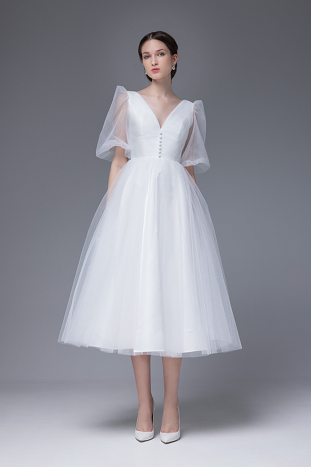 Sparkle Midi Dress with Balloon Sleeve Daisy Sparkle Midi Dress with Balloon Sleeve Daisy