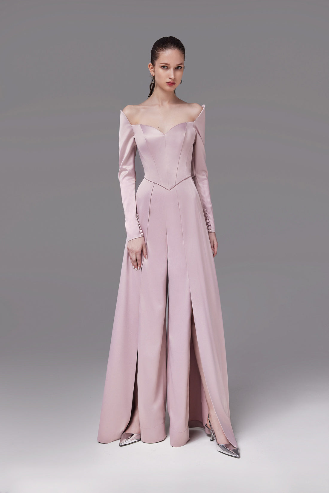Two Piece Set Roxana With Long Sleeve Corset and Palazzo Trousers