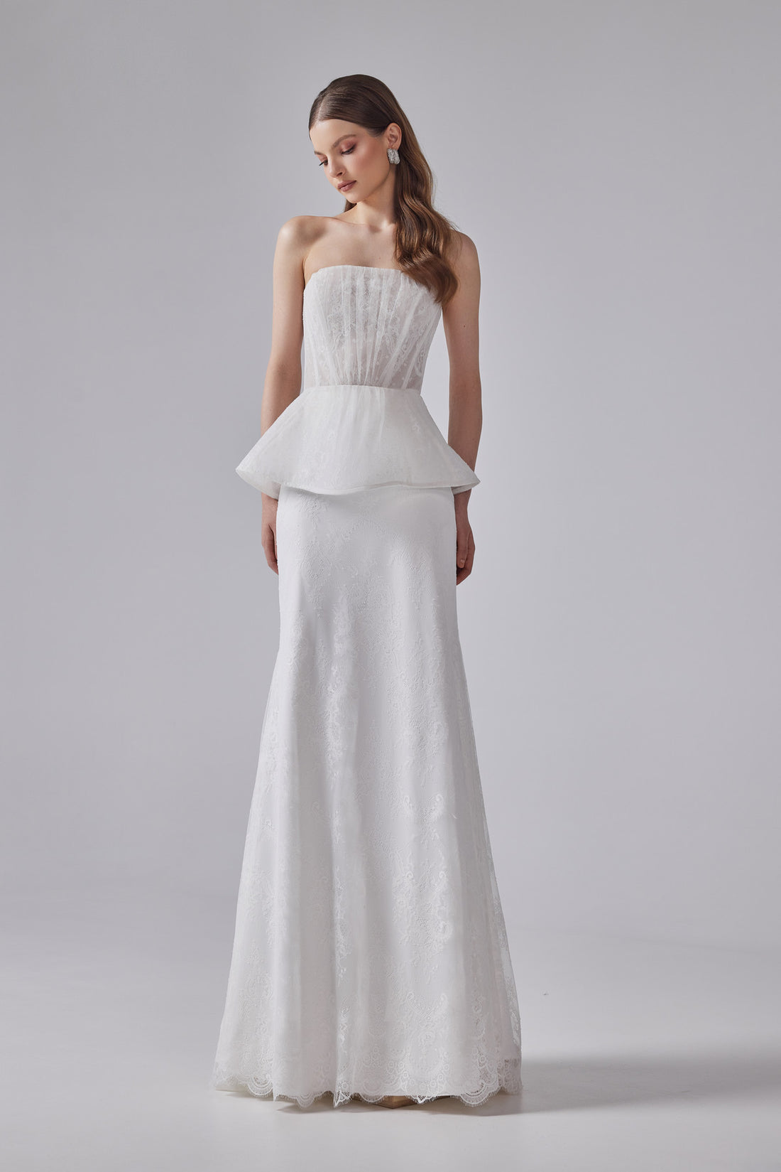 Strapless Lace Peplum Corset Wedding Dress Rosemary