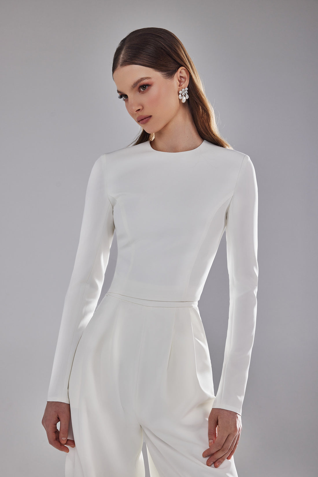 Wedding set Theodora With Bridal Trousers And Long Sleeve Top