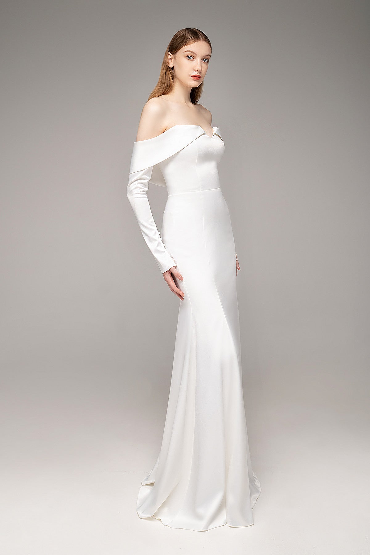 Minimalist Fit & Flare Reception Dress Maggie-2 Minimalist Fit & Flare Reception Dress Maggie-2