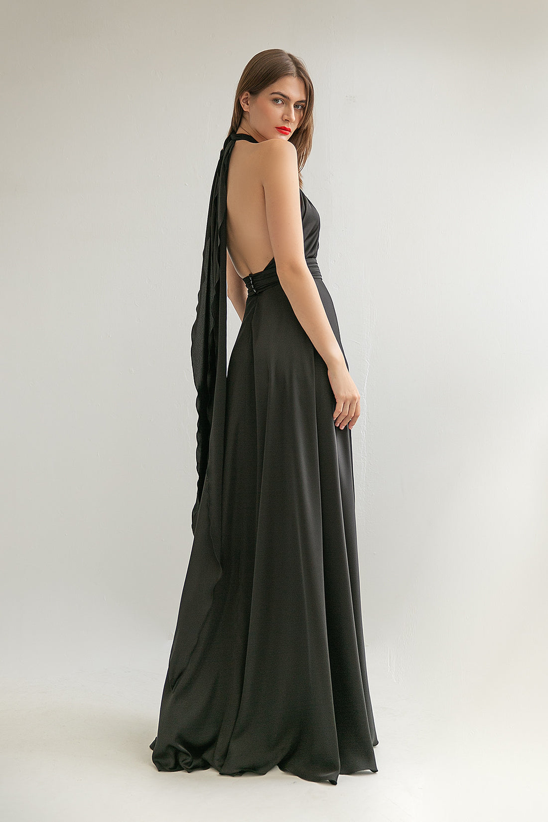 Classical Halter Neck Silk Infinity Maxi Dress Paris
