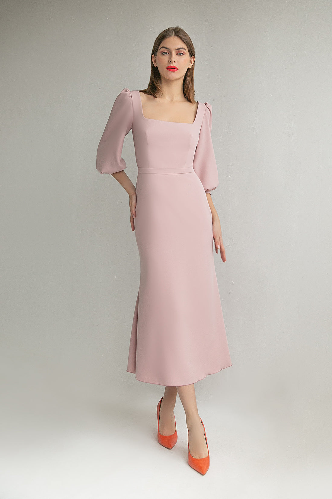 Tea Length Crepe Cocktail  Half Sleeve Dress Tilda