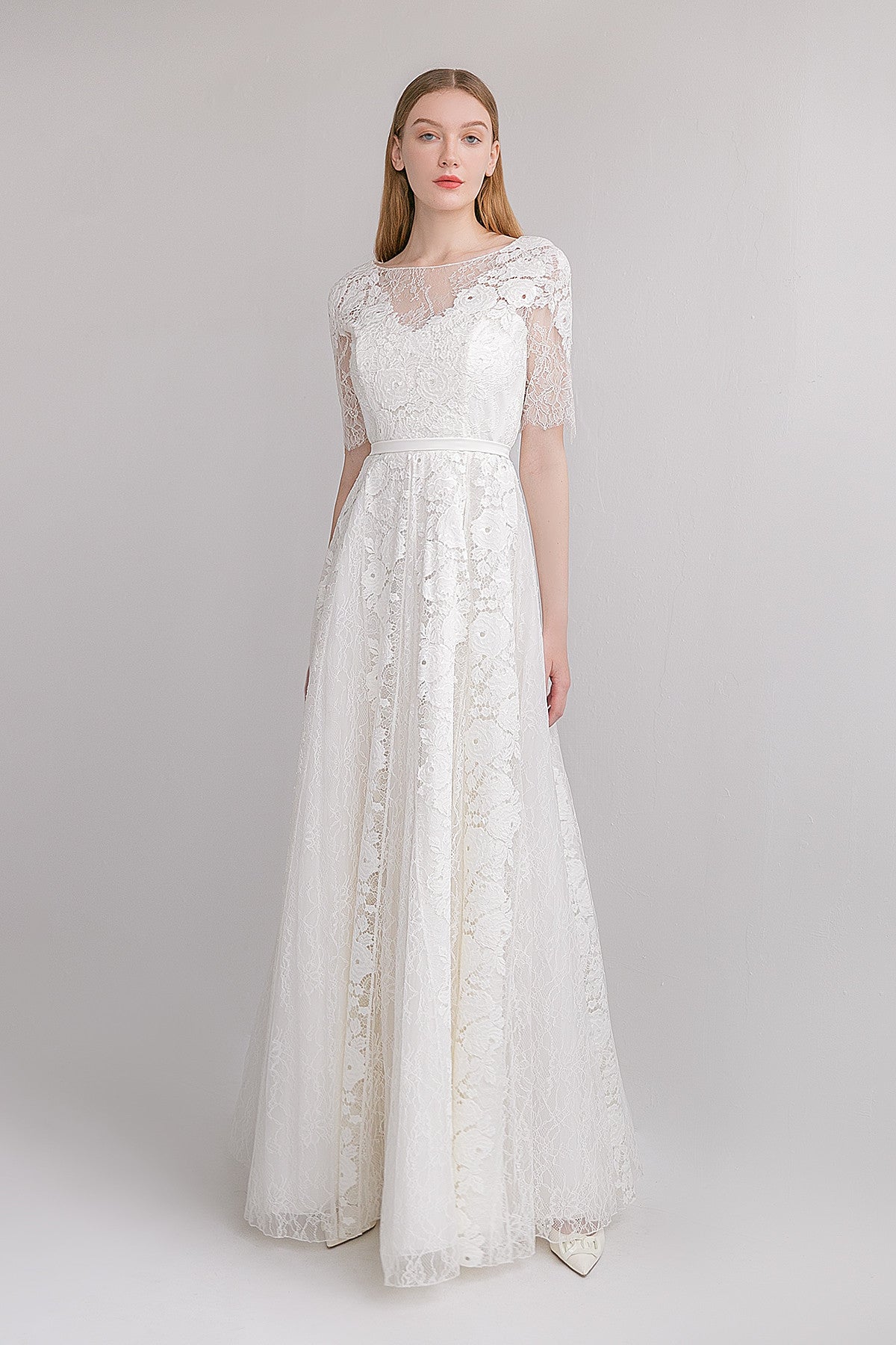 Chantilly Lace A-line Wedding Dress Estelle Ready to Ship / Ivory / 10 US (42 EU) Chantilly Lace A-line Wedding Dress Estelle Ready to Ship / Ivory / 10 US (42 EU)