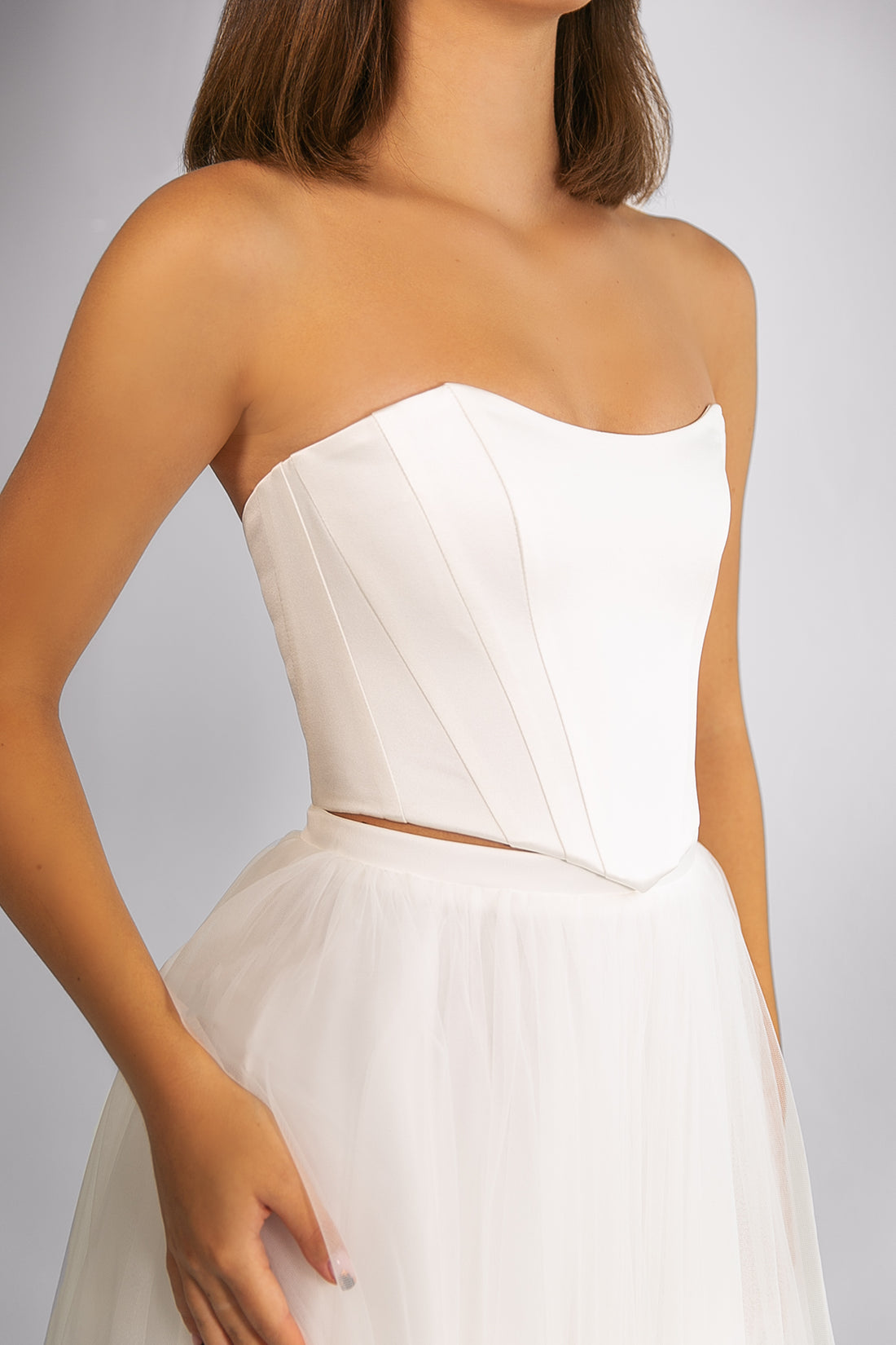 Elegant Bridal Satin Corset with Lace-Up Detail Adriana