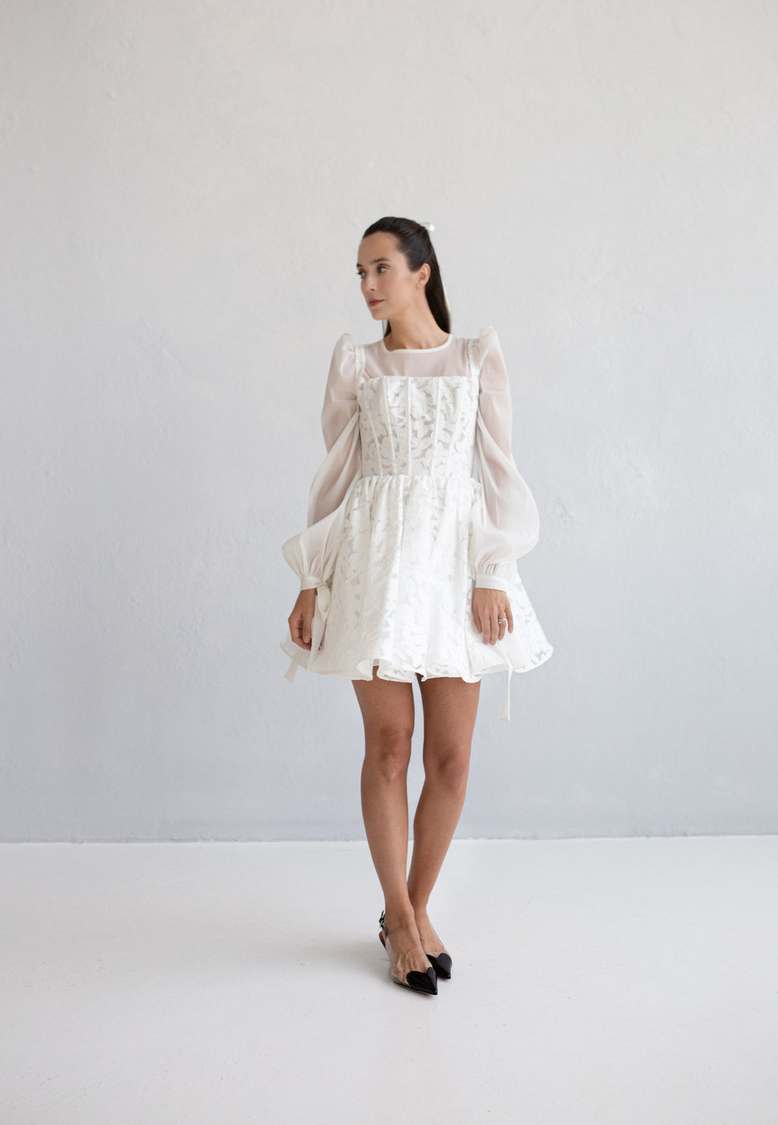 Two Piece Lace Wedding Dress With Long Sleeve Blouse Ruta