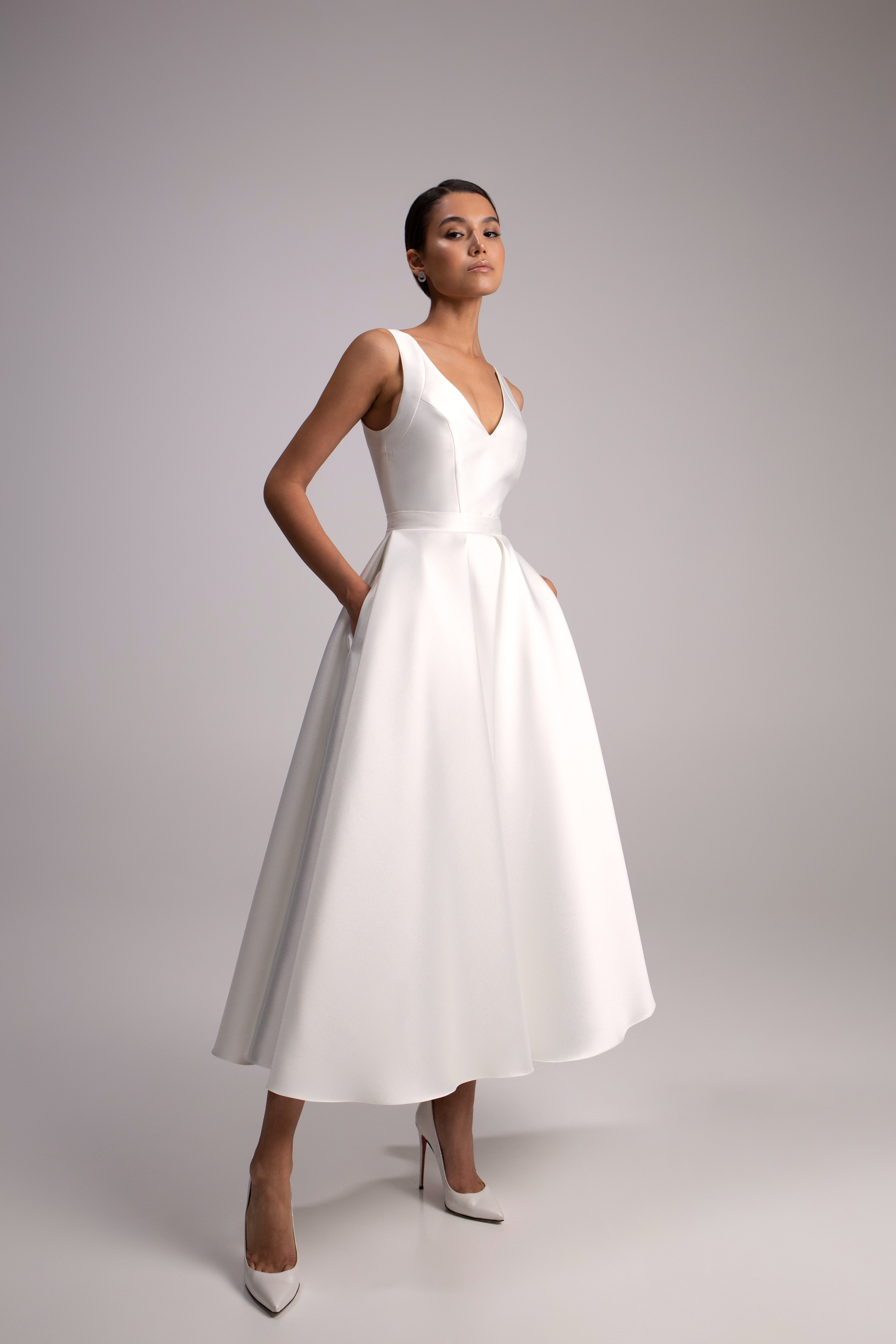 A-line Mikado Midi Wedding Dress Gloria A-line Mikado Midi Wedding Dress Gloria