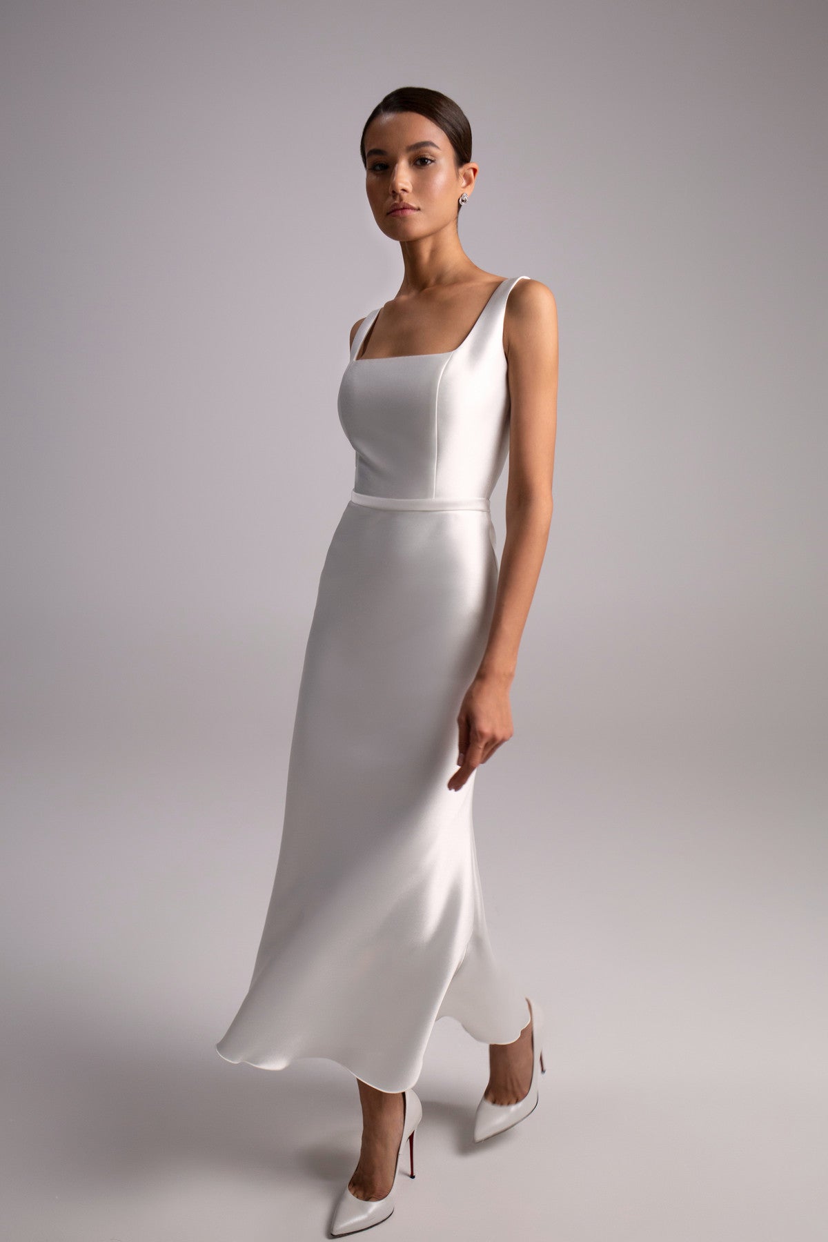 Laconic Mikado Sheath Wedding Dress Mika Ready to Ship / Off-white / Custom (0-12 US, 32-44 EU)