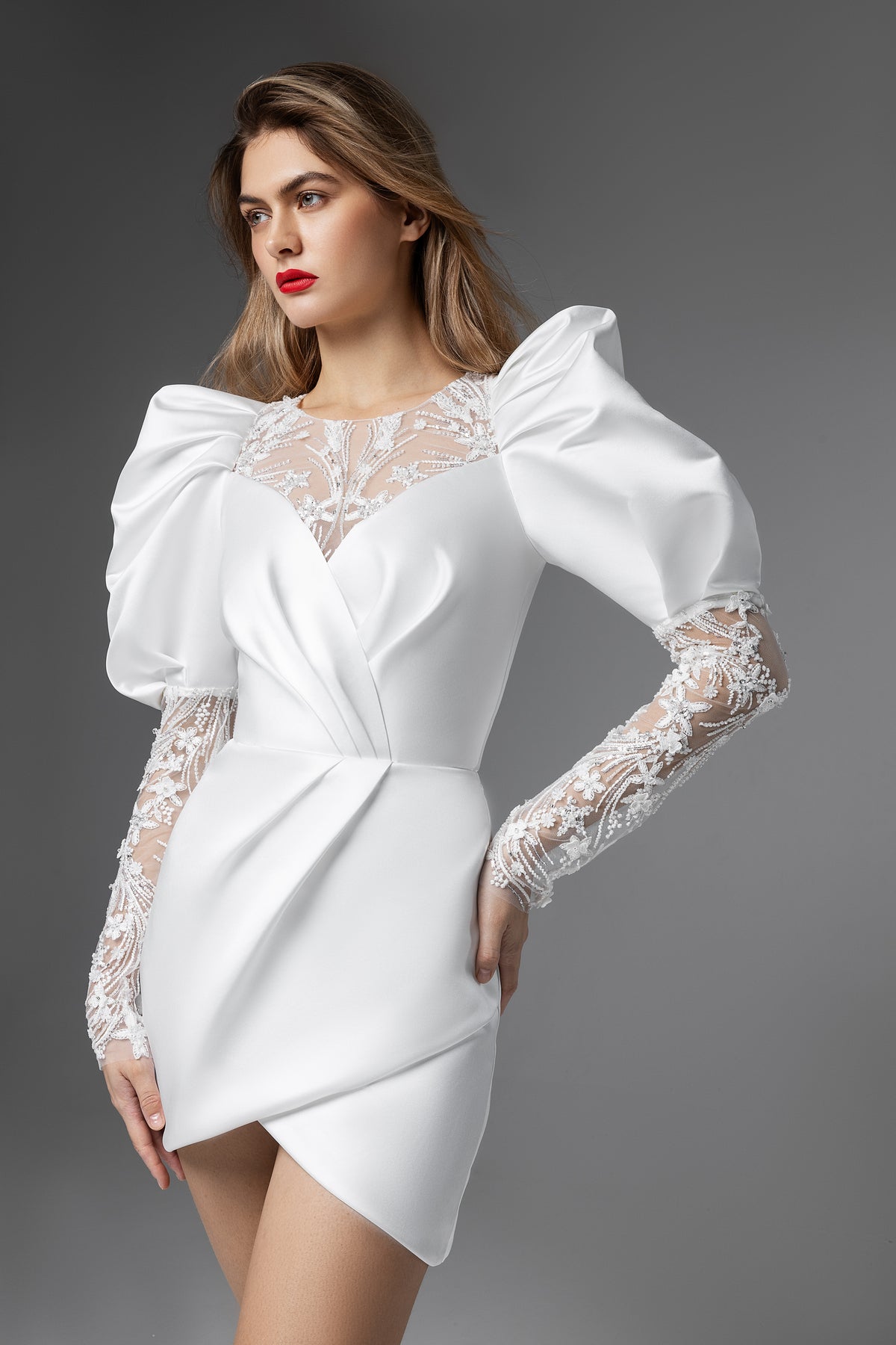 Short Wedding Dress with Puff Sleeves Eilie Short Wedding Dress with Puff Sleeves Eilie
