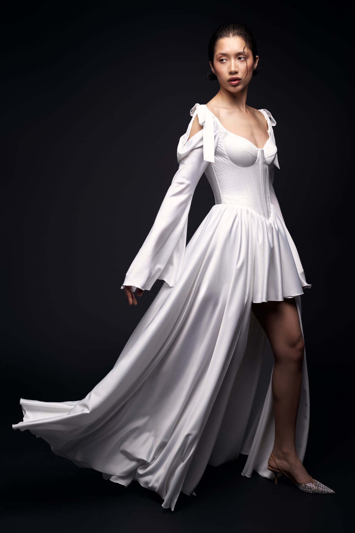 dropped waist wedding dress Modern lace drop gown * The wedding dress will be ironed and placed in a special clothes bag and packed in a cardboard box Off Shoulder A-line Lace Dress