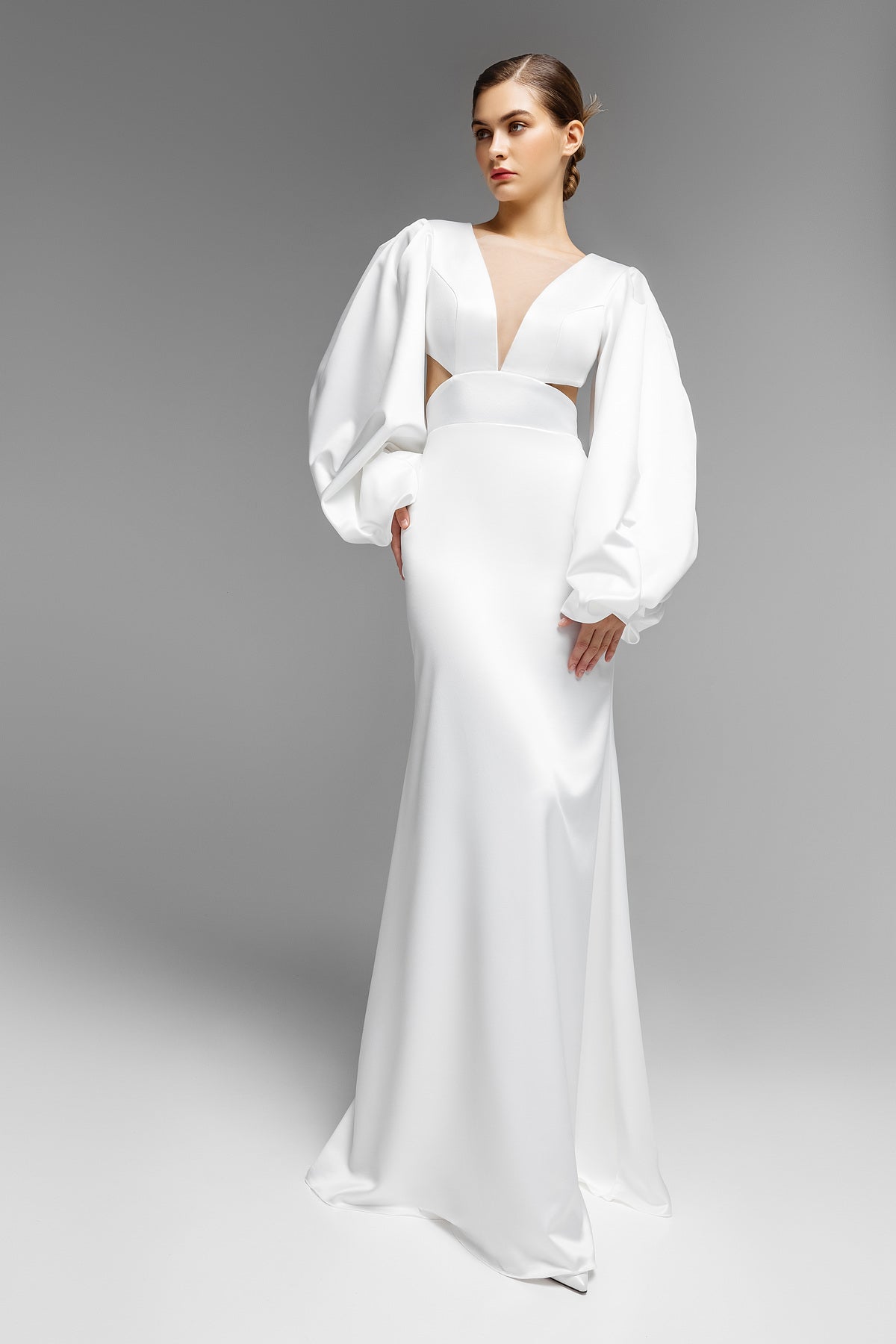 Satin Mermaid Wedding Dress With Long Sleeves Hannah Satin Mermaid Wedding Dress With Long Sleeves Hannah