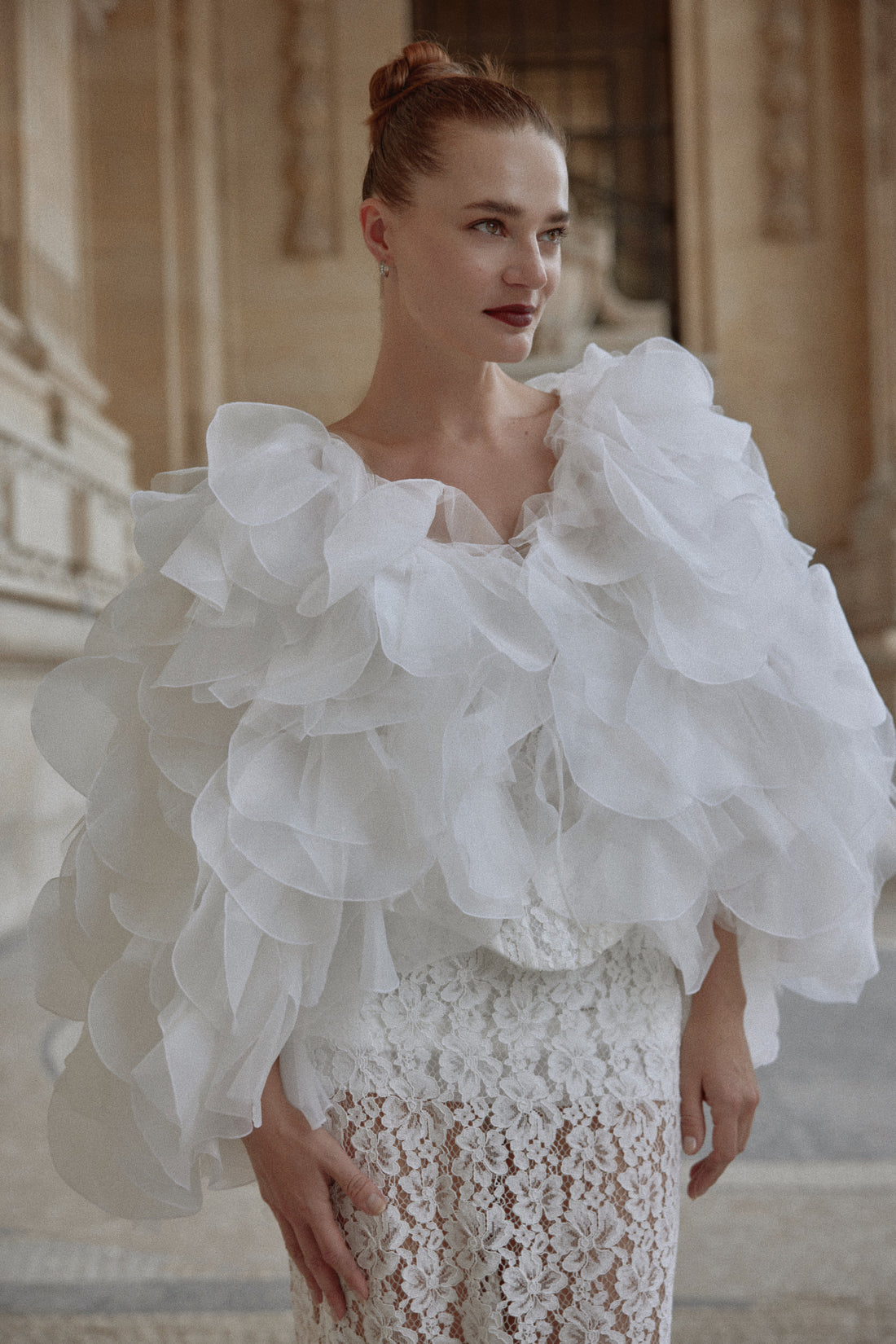Cloud Organza Bridal Shoulder Cape Medea | Voluminous Sheer Wedding Wrap