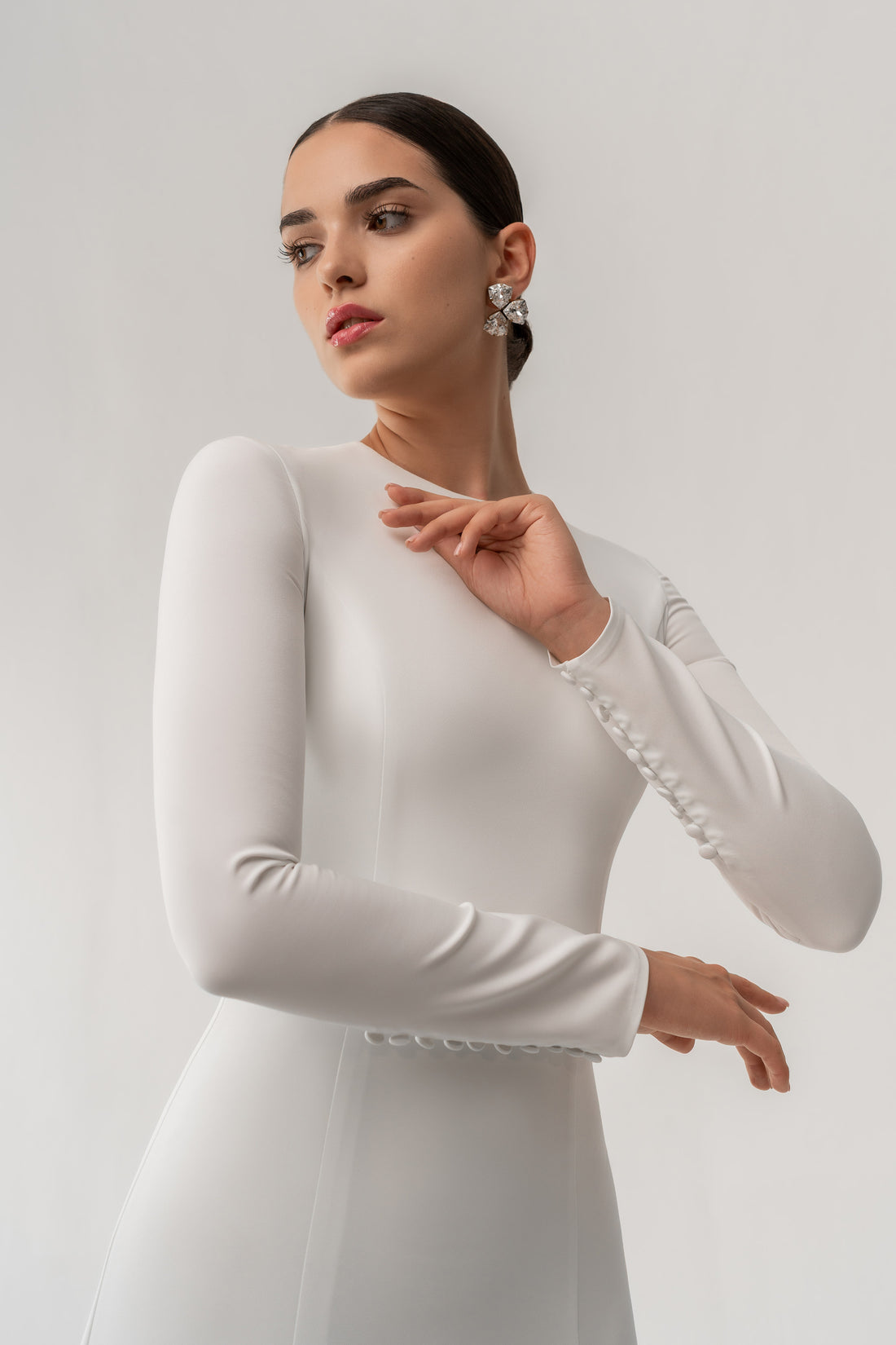 Modest Crepe Wedding Dress With Long Sleeves Stella