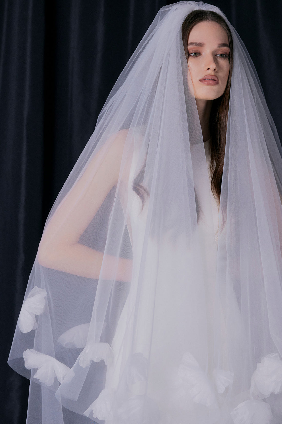 Couture Veil With Handmade Organza Flowers