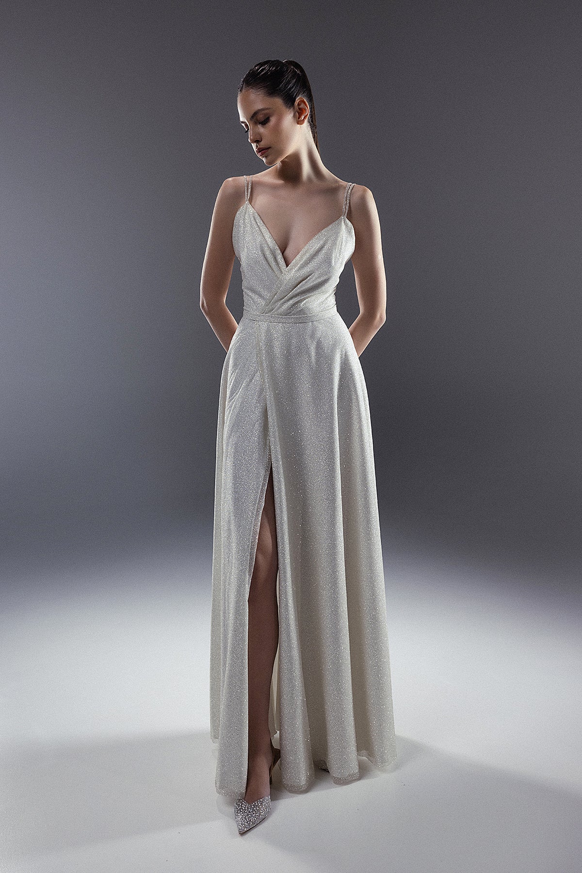 Light Ivory Glitter A-line Wedding Dress Jessica Light Ivory Glitter A-line Wedding Dress Jessica