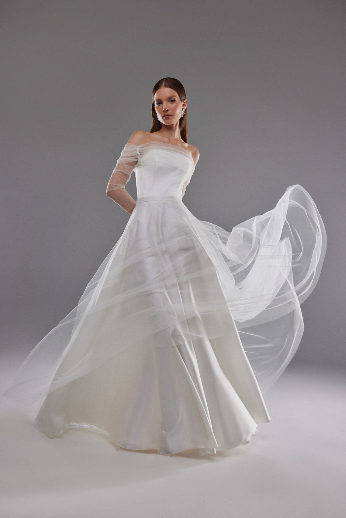 Minimalist A-line Dress With Draped Sleeves Millie