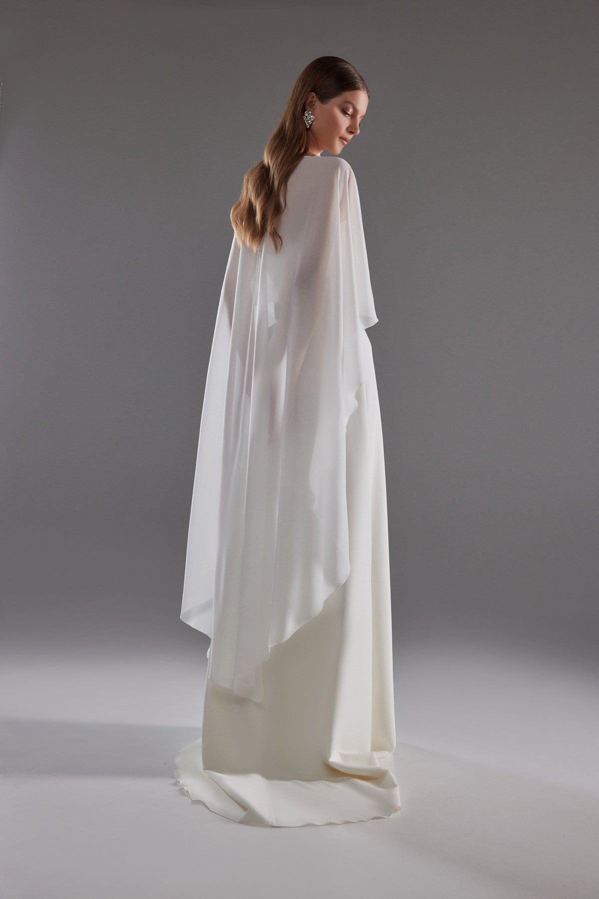 Chiffon Bridal Cape Emm | Bridal Cover Up | White Sheer Wedding Topper Chiffon Bridal Cape Emm | Bridal Cover Up | White Sheer Wedding Topper