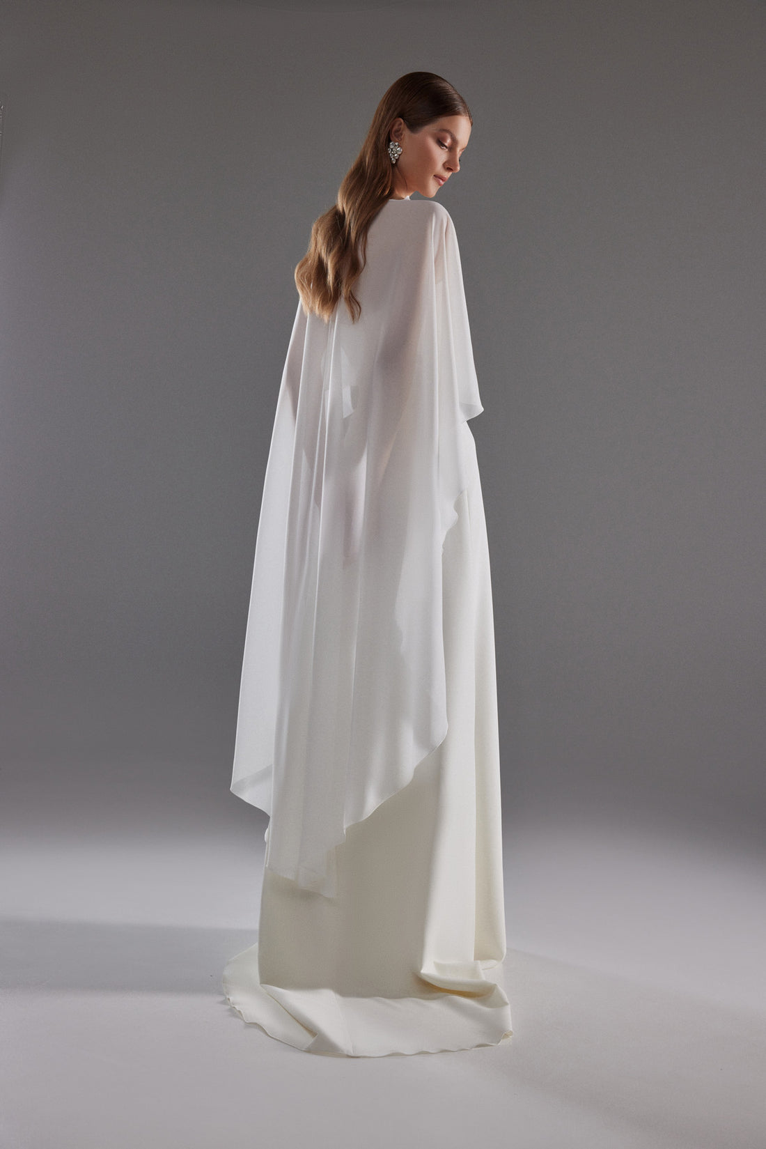 Chiffon Bridal Cape Emm | Bridal Cover Up | White Transparent Shoulder Cape