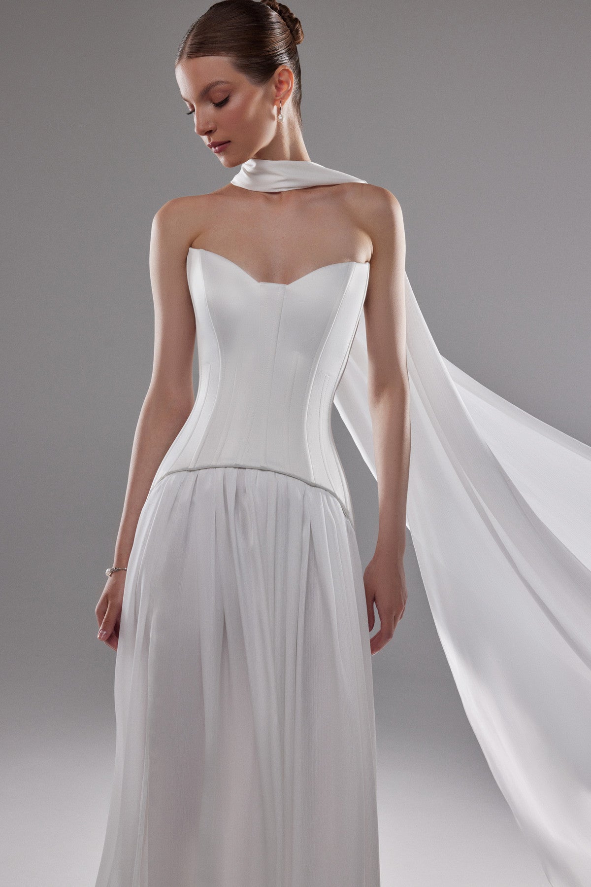 Flowy Ethereal Two Piece Wedding Dress Artemide | Silk Bridal Skirt with Satin Strapless Drop Waist Corset Custom (Plus Size) / Off-White Flowy Ethereal Two Piece Wedding Dress Artemide | Silk Bridal Skirt with Satin Strapless Drop Waist Corset Custom (Plus Size) / Off-White