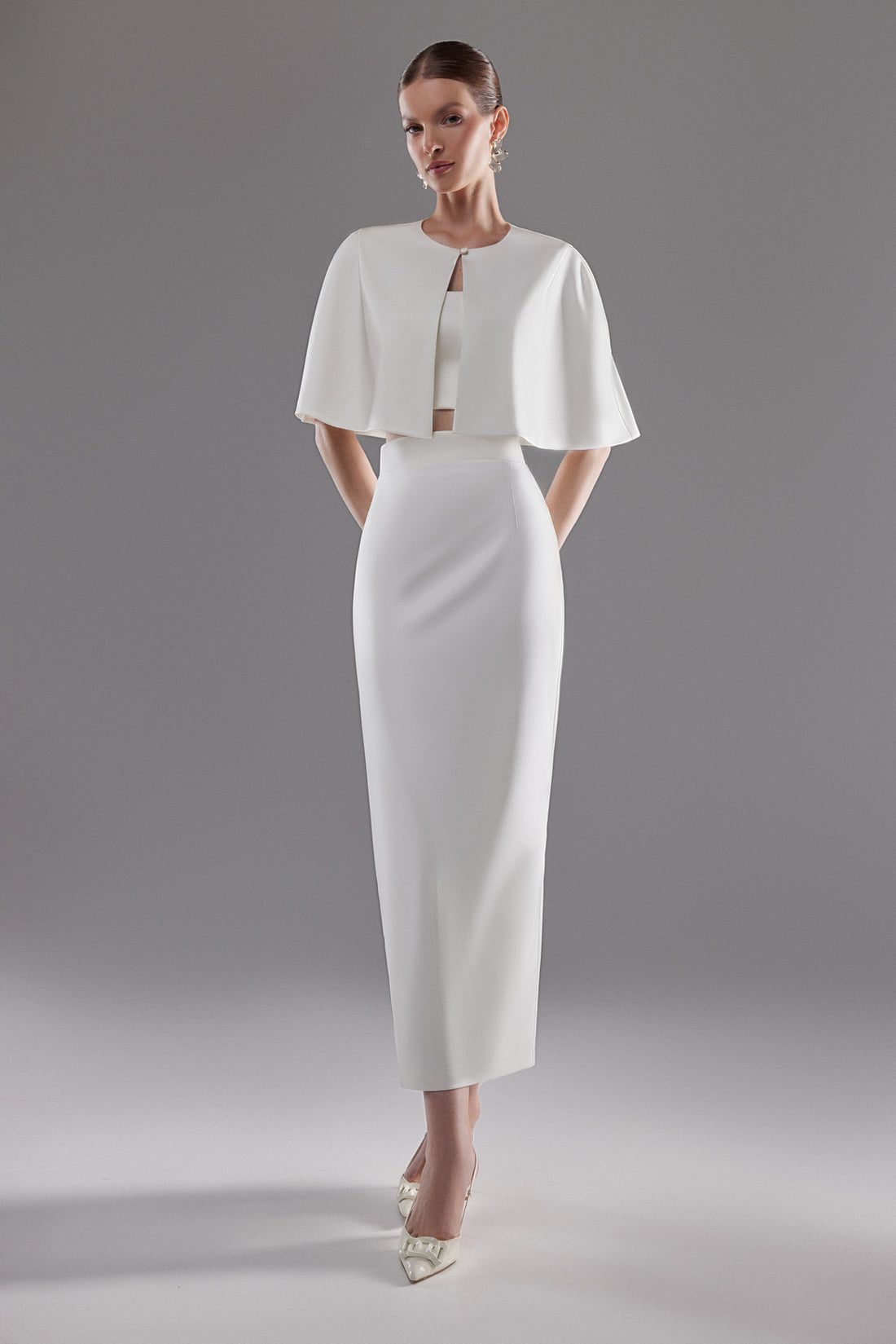 Satin Bridal Bolero Amor | White Cover up | Ivory Shoulder cape