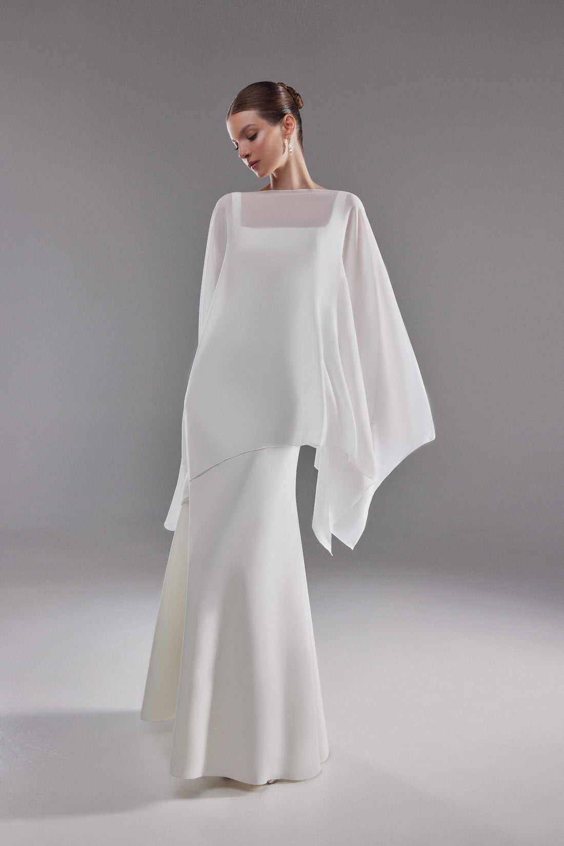 Chiffon Bridal Cape Iman | White Bridal cover up