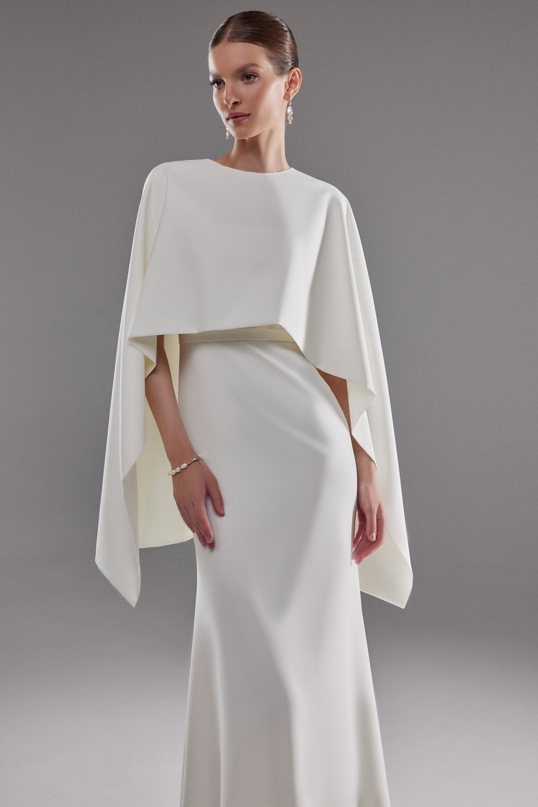 Crepe Bridal Cape Ell | Ivory Bridal Cover Up | Wedding Dress Topper