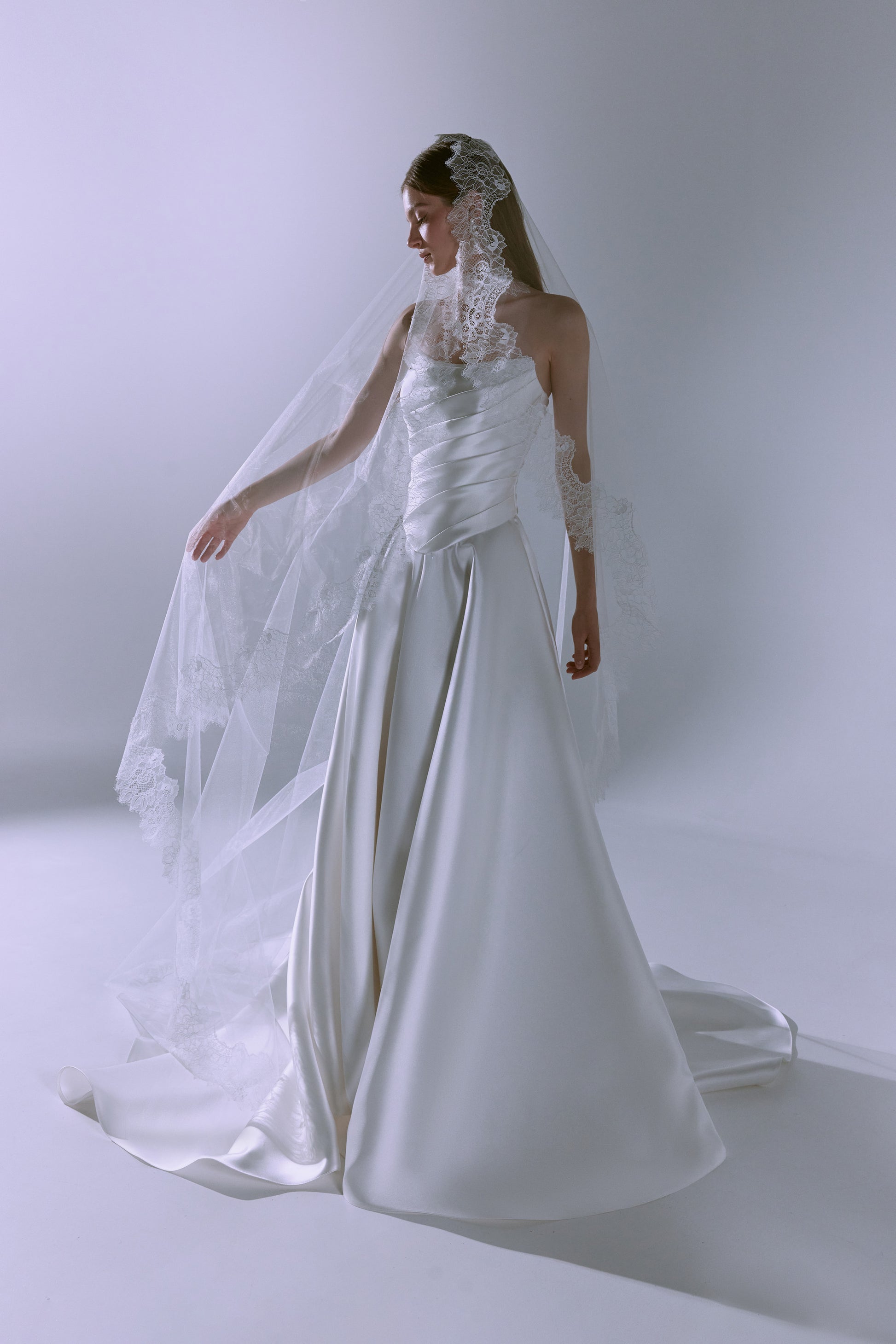 silver white wedding dress Satin White Corset Wedding Gown Tori