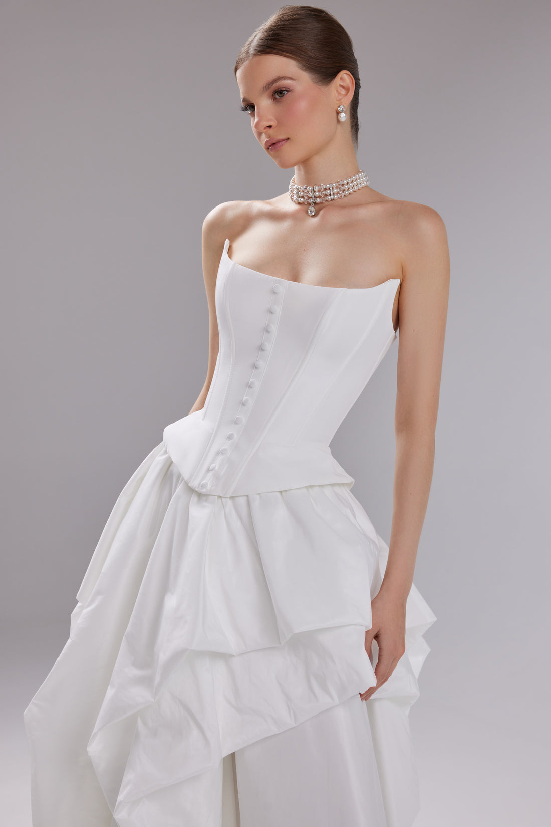 Ivory Taffeta Strapless Corset Sonara | Elegant Bridal Separates