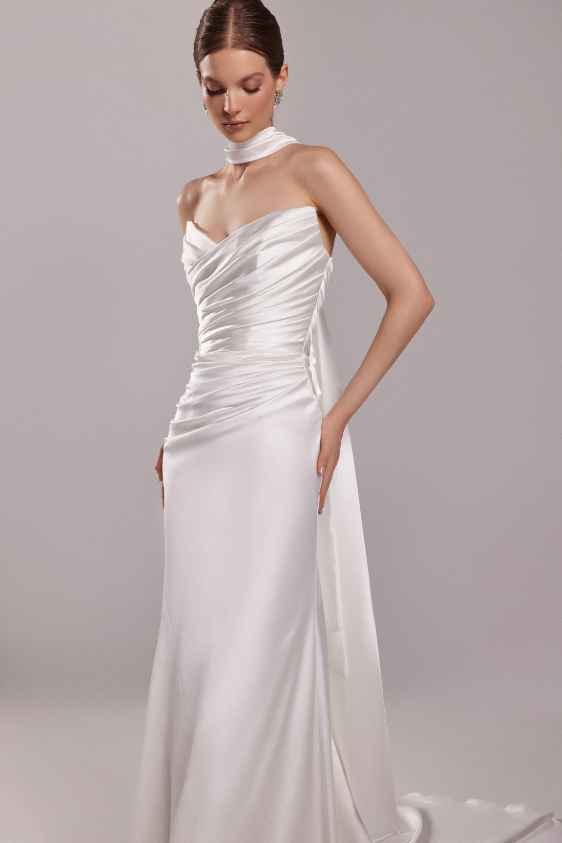 Mermaid Satin Wedding Dress Abbey | Designer Strapless Corest Bridal Gown with Lace-Up Back | Minimalist Reception Dress