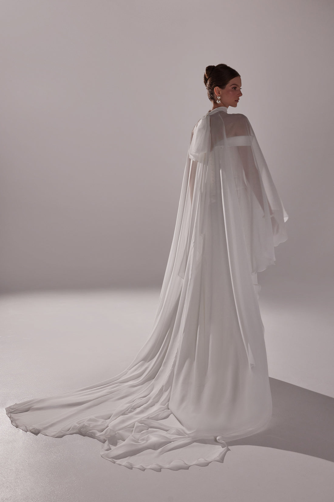 Chiffon Bridal Cape Naila | Modern Wedding Dress Topper With Train
