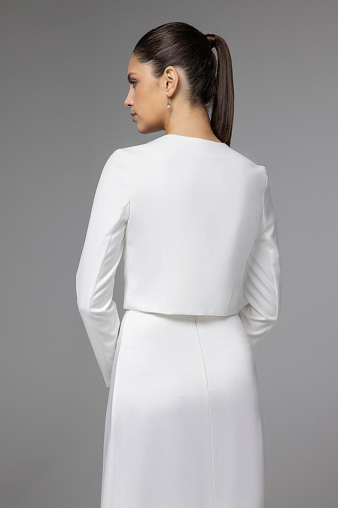 Crepe Wedding Jacket With Long Sleeves Meghan