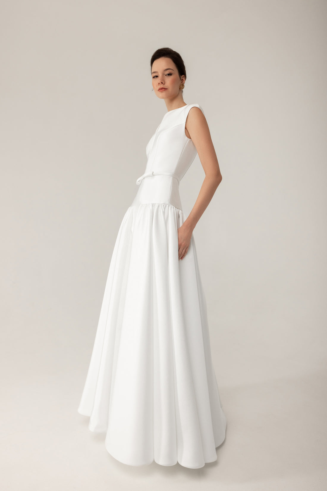 Mikado Wedding Dress Lika | Modern A-Line Drop Waist Bridal Gown