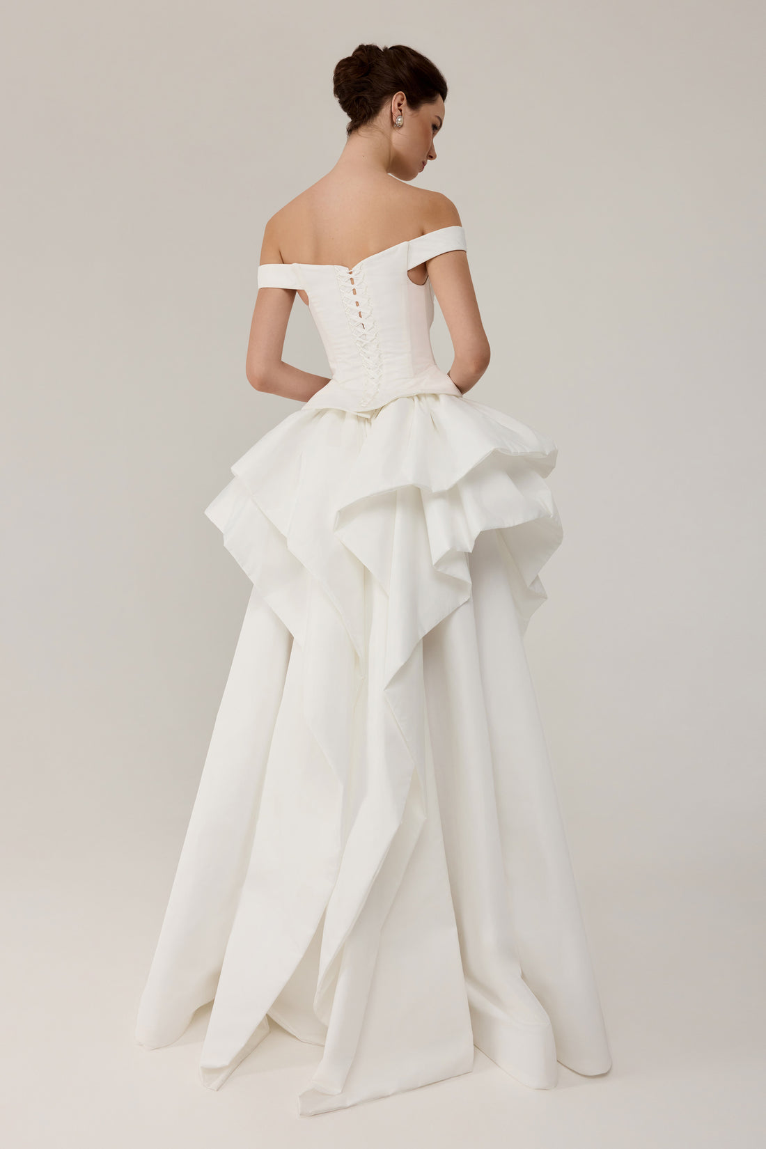 Off-Shoulder Corset Gown Alana | Modern Romantic Ruffled Taffeta Two Piece Wedding Dress