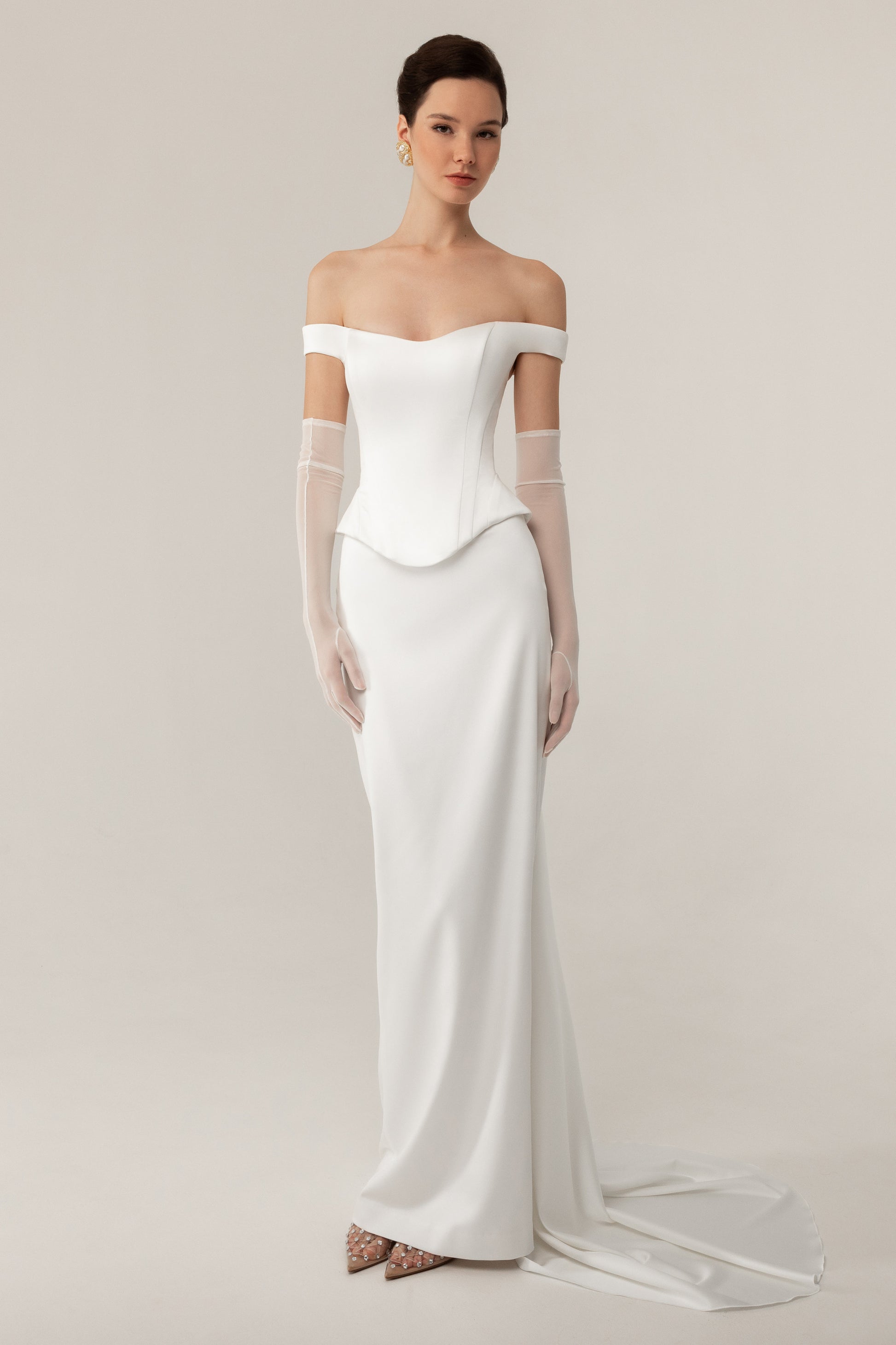 Two-Piece White Satin Wedding Dress Katie Two-Piece White Satin Wedding Dress Katie