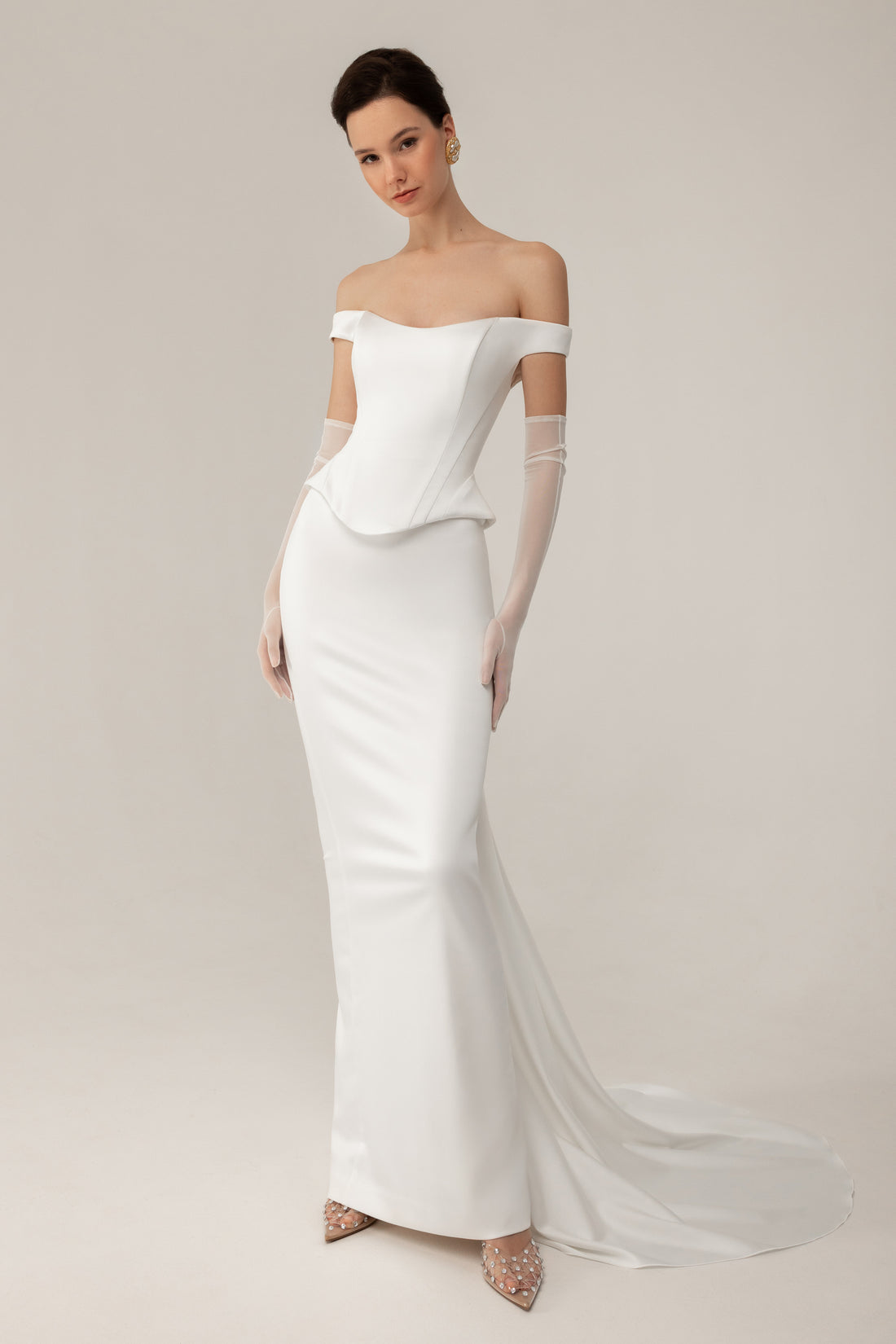 Two-Piece White Satin Wedding Dress Katie | Modern Minimalist Bridal Gown