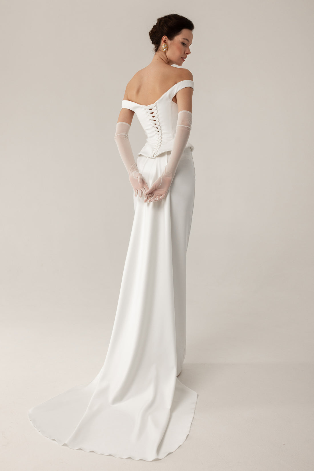 Two-Piece White Satin Wedding Dress Katie | Modern Minimalist Bridal Gown