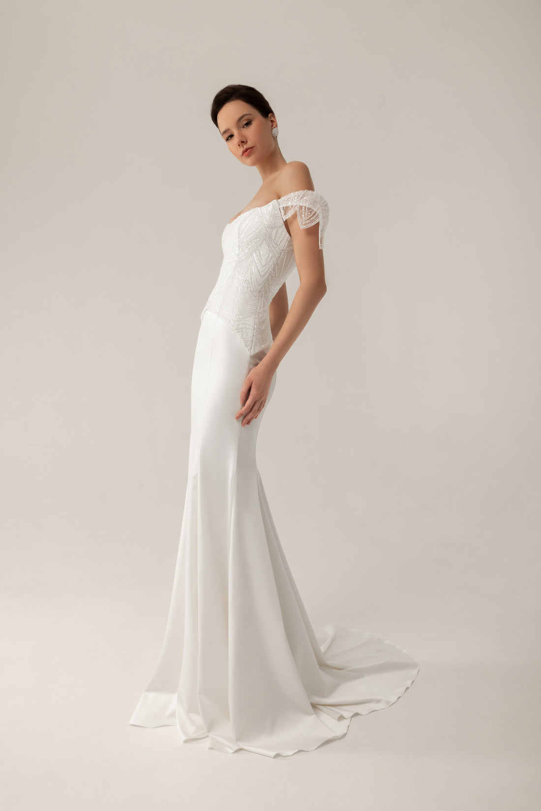 Two-Piece Wedding Dress Diva | Satin Skirt & Beaded Lace Corset