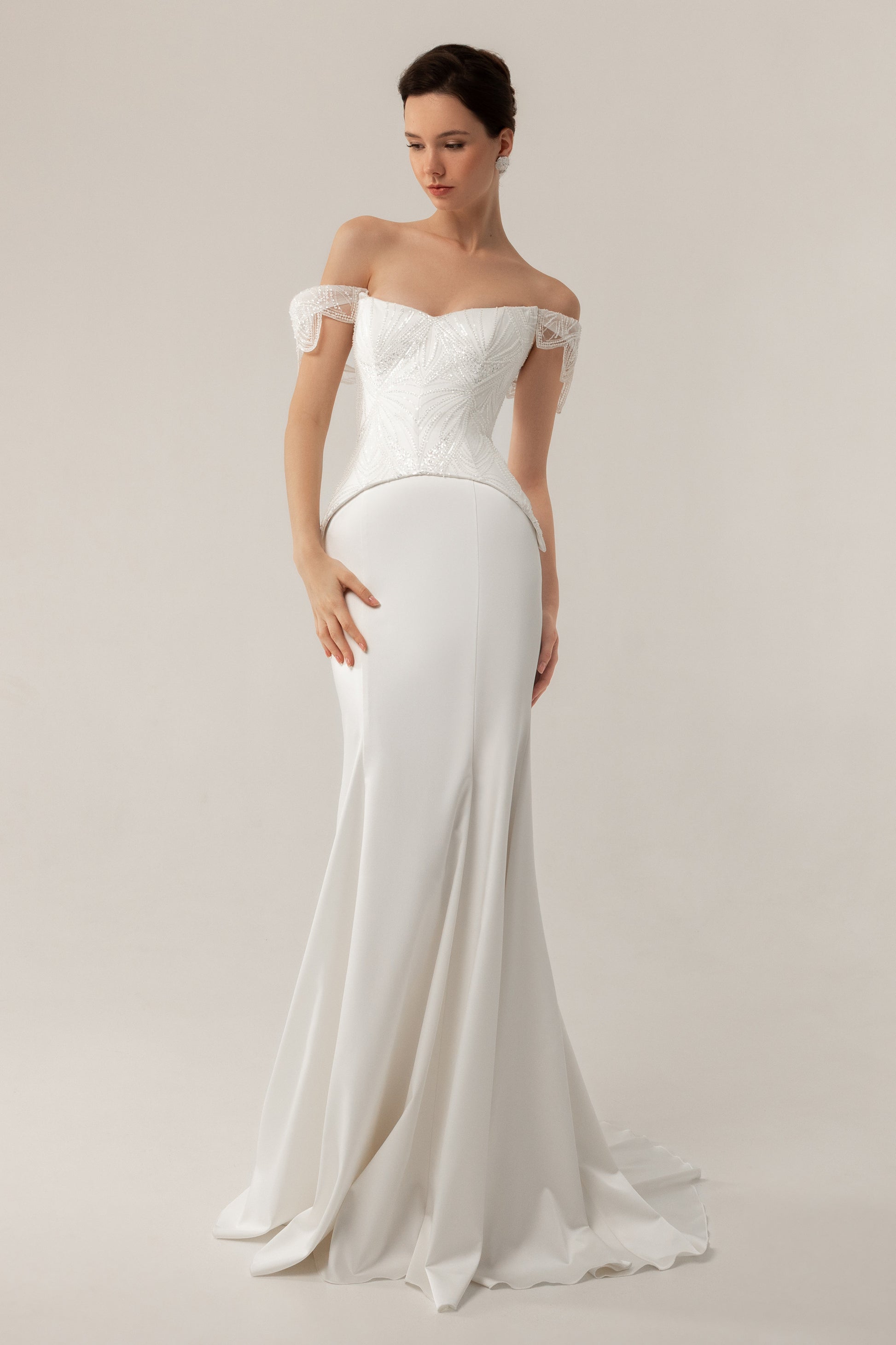 Two-Piece Wedding Dress Diva | Satin Skirt & Beaded Lace Corset Two-Piece Wedding Dress Diva | Satin Skirt & Beaded Lace Corset