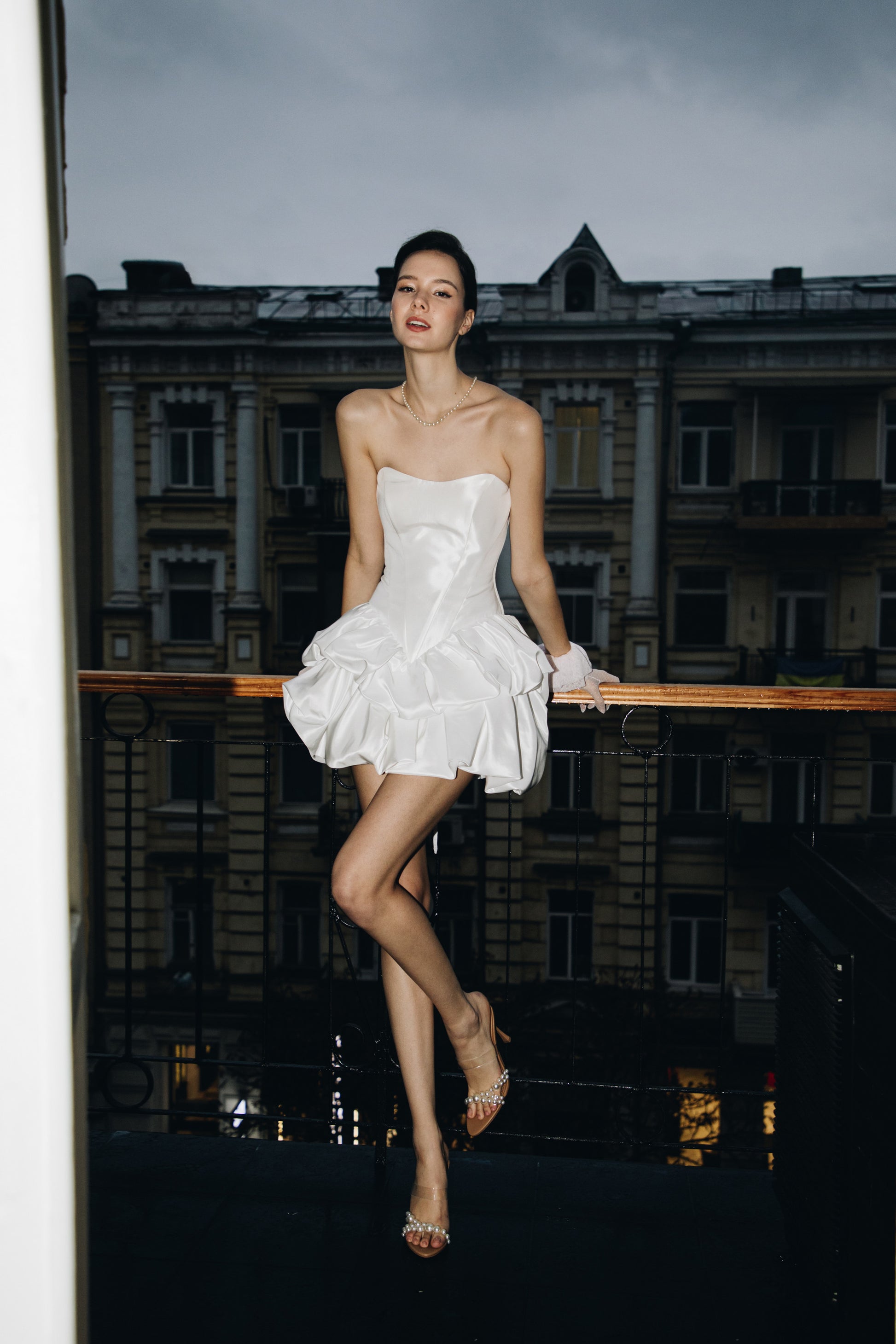 Taffeta Mini Dress Malika With Voluminous Skirt | Short Corset White Party Dress 14 US (46 EU) / Ivory Taffeta Mini Dress Malika With Voluminous Skirt | Short Corset White Party Dress 14 US (46 EU) / Ivory