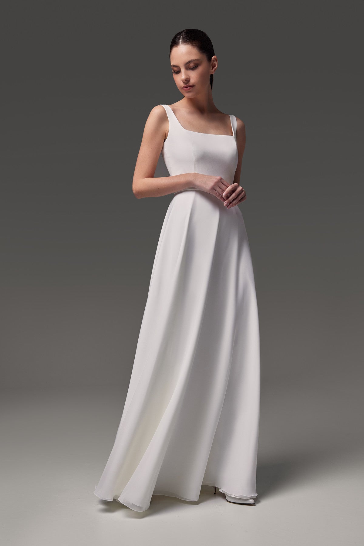 Modest Sleeveless Square Neck Wedding Dress Evita Modest Sleeveless Square Neck Wedding Dress Evita