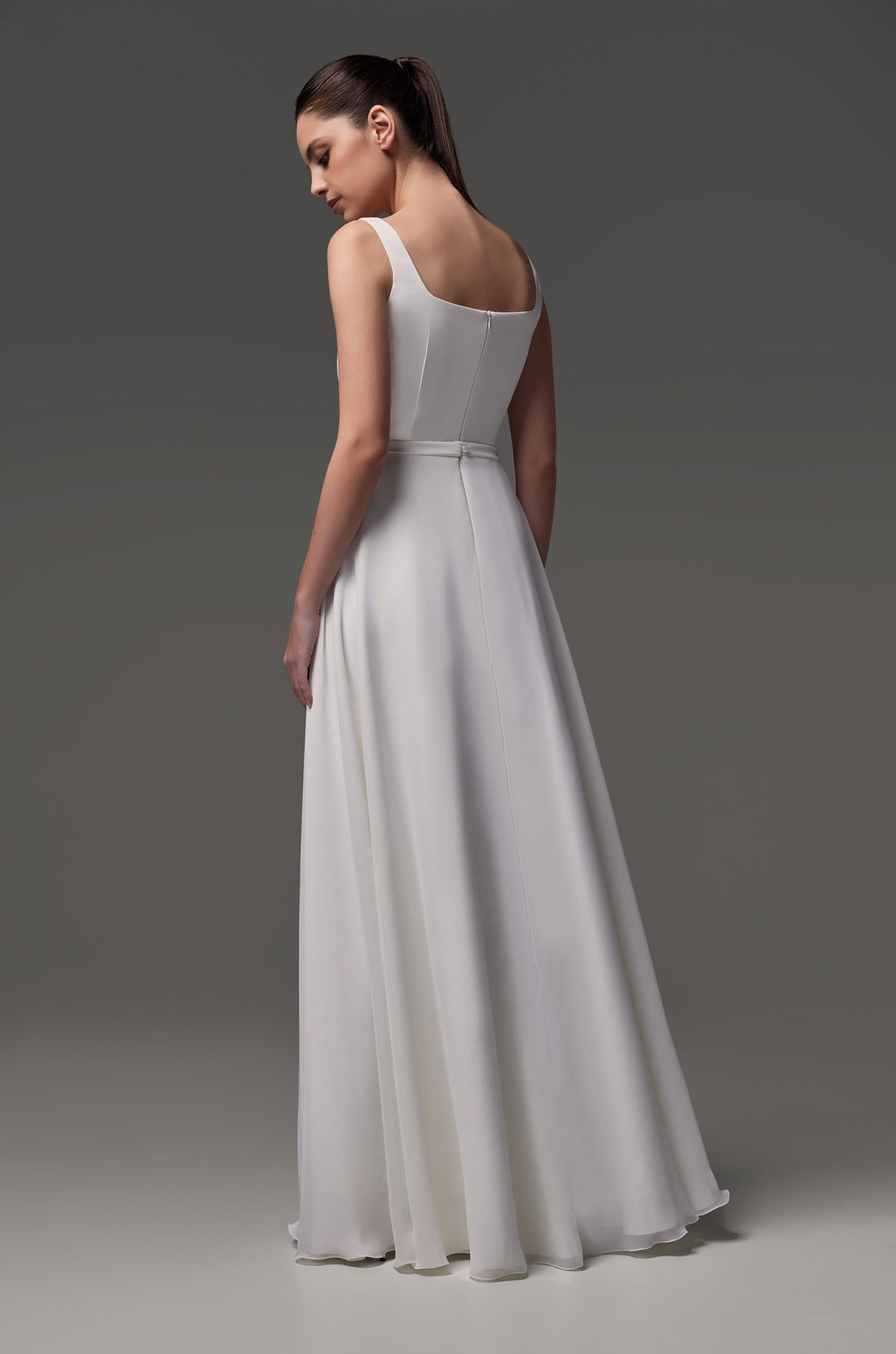 Modest Sleeveless Square Neck Wedding Dress Evita