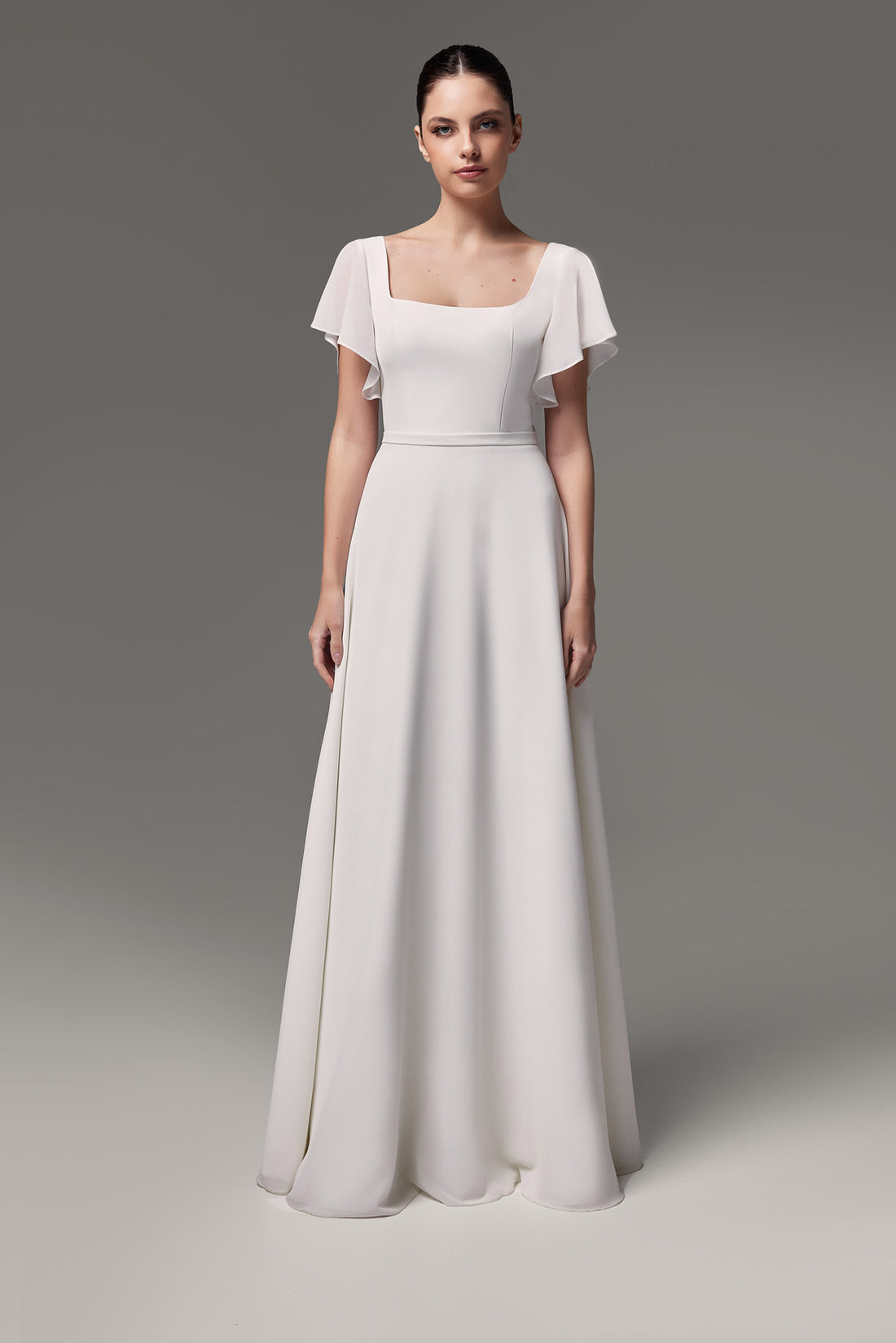 Modest Wedding Dress With Flutter Sleeves Edda